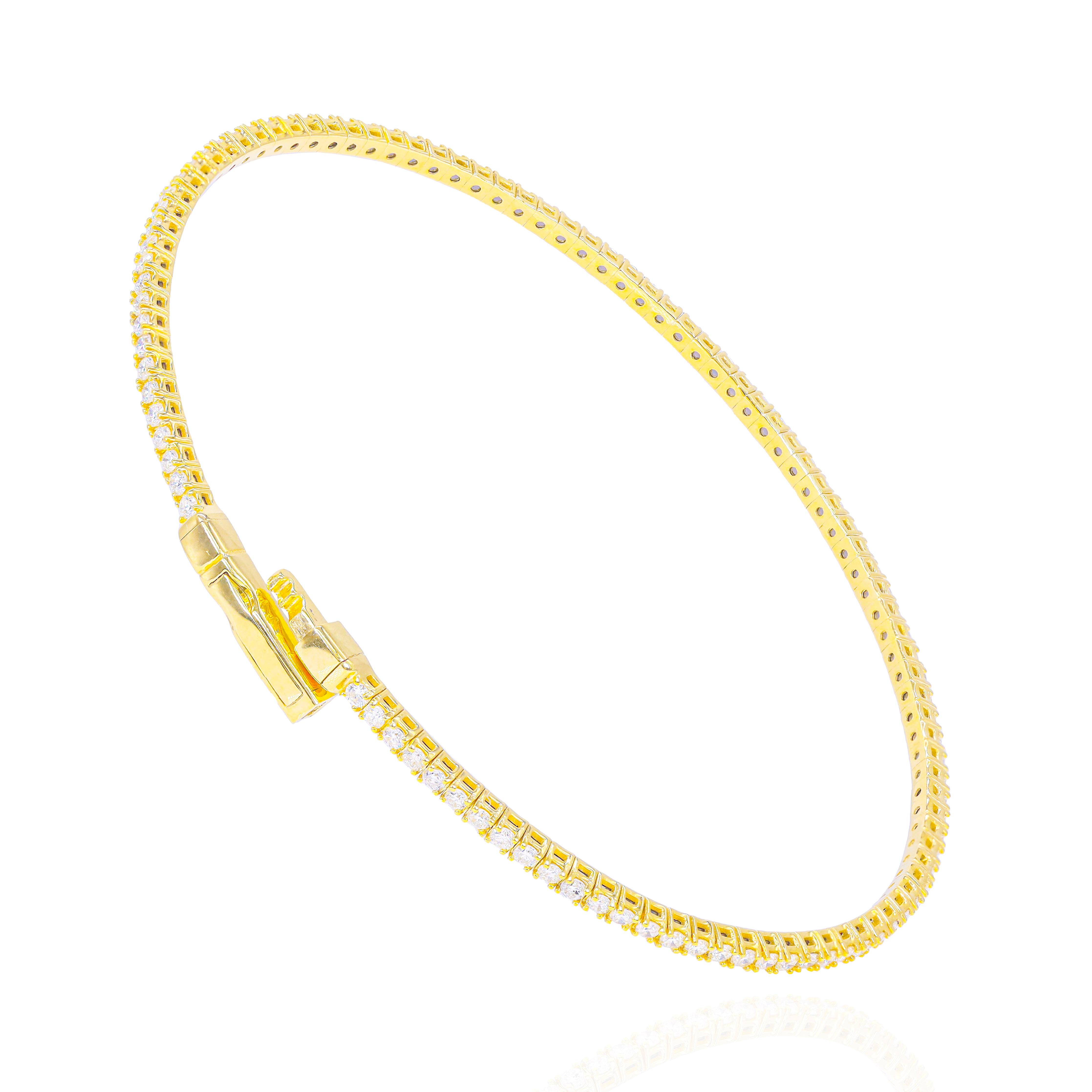 2-Pointer Diamond Flexible Gold Bangle Bracelet