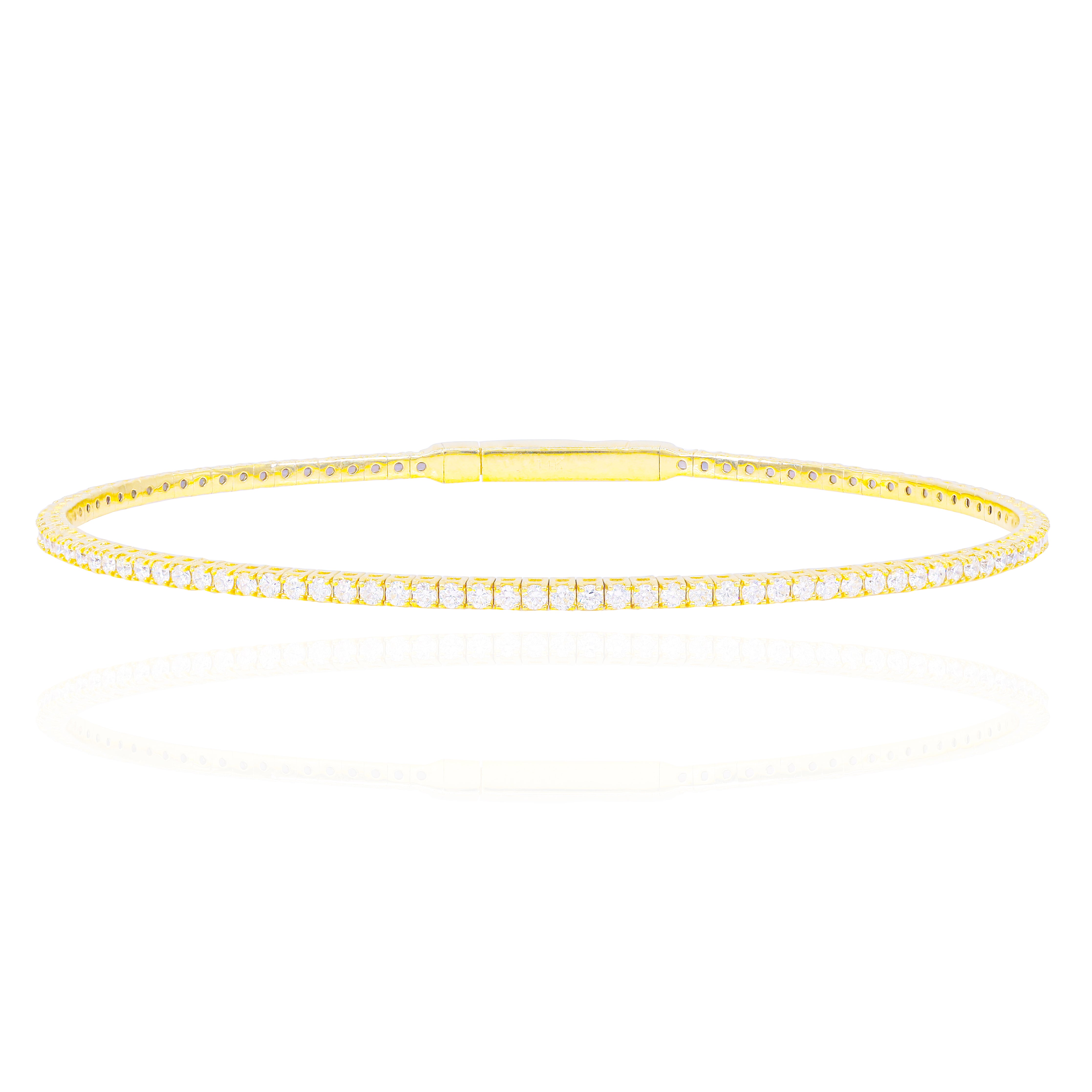 2-Pointer Diamond Flexible Gold Bangle Bracelet