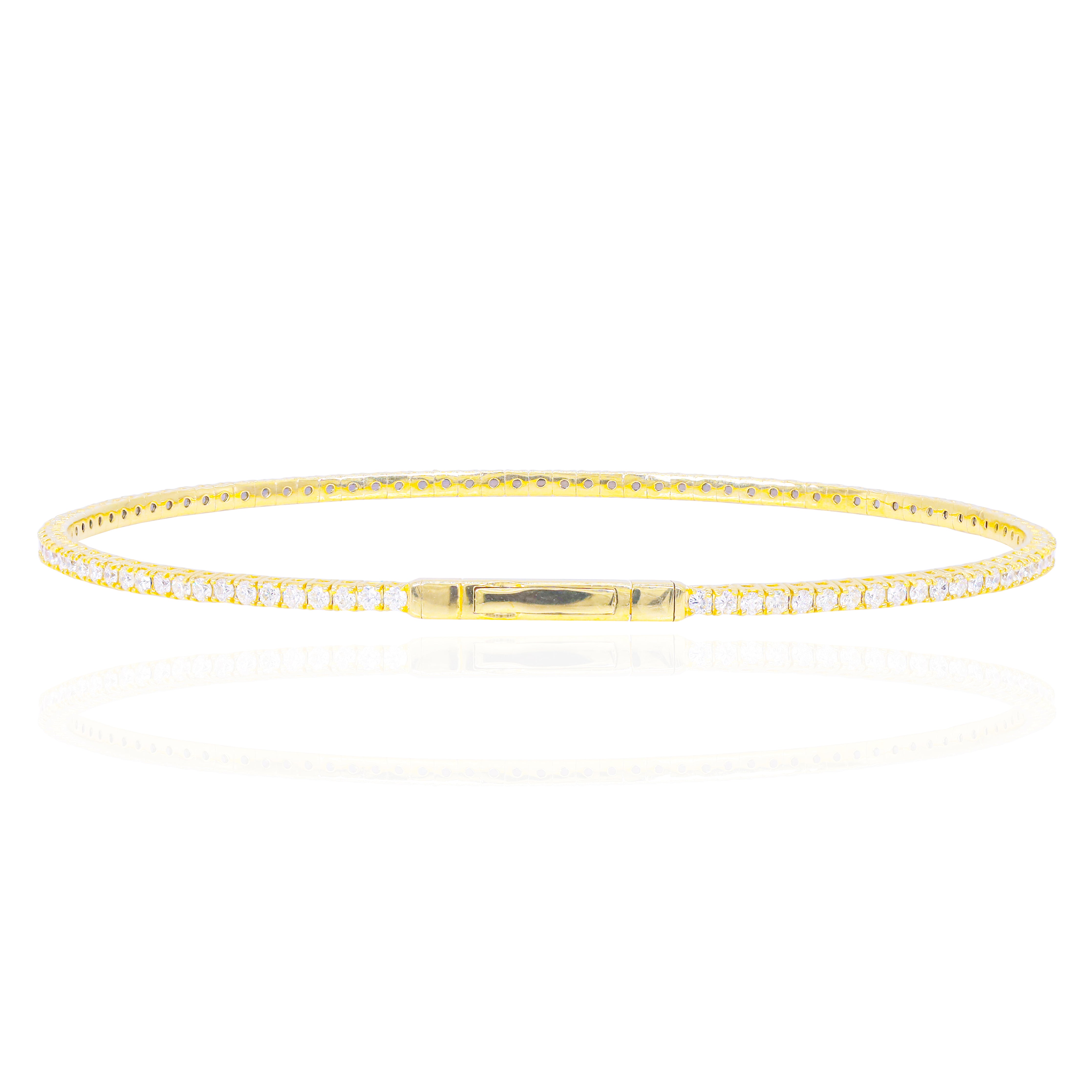 2-Pointer Diamond Flexible Gold Bangle Bracelet