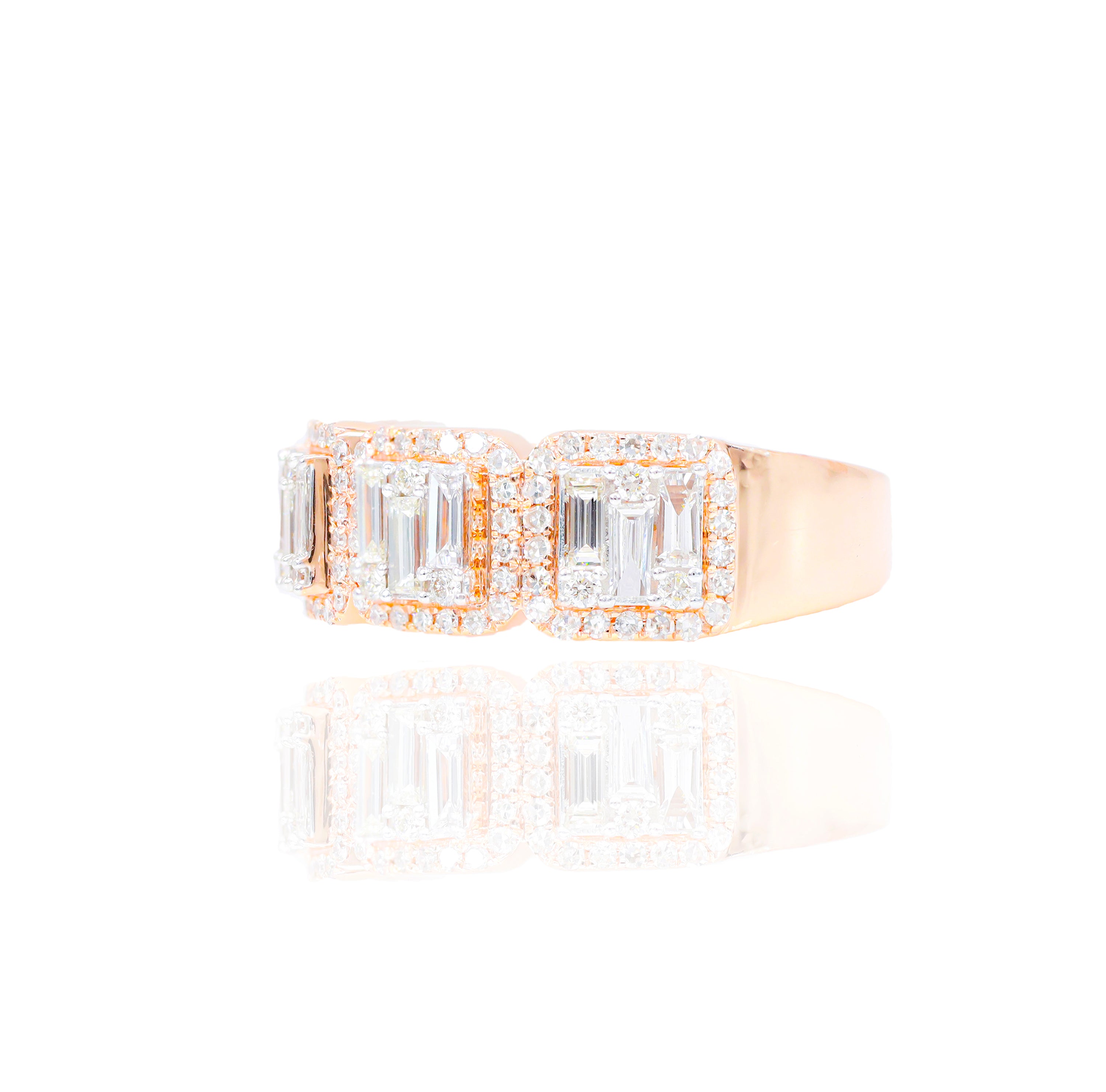 Sectional Square Baguette & Round Diamond Ring
