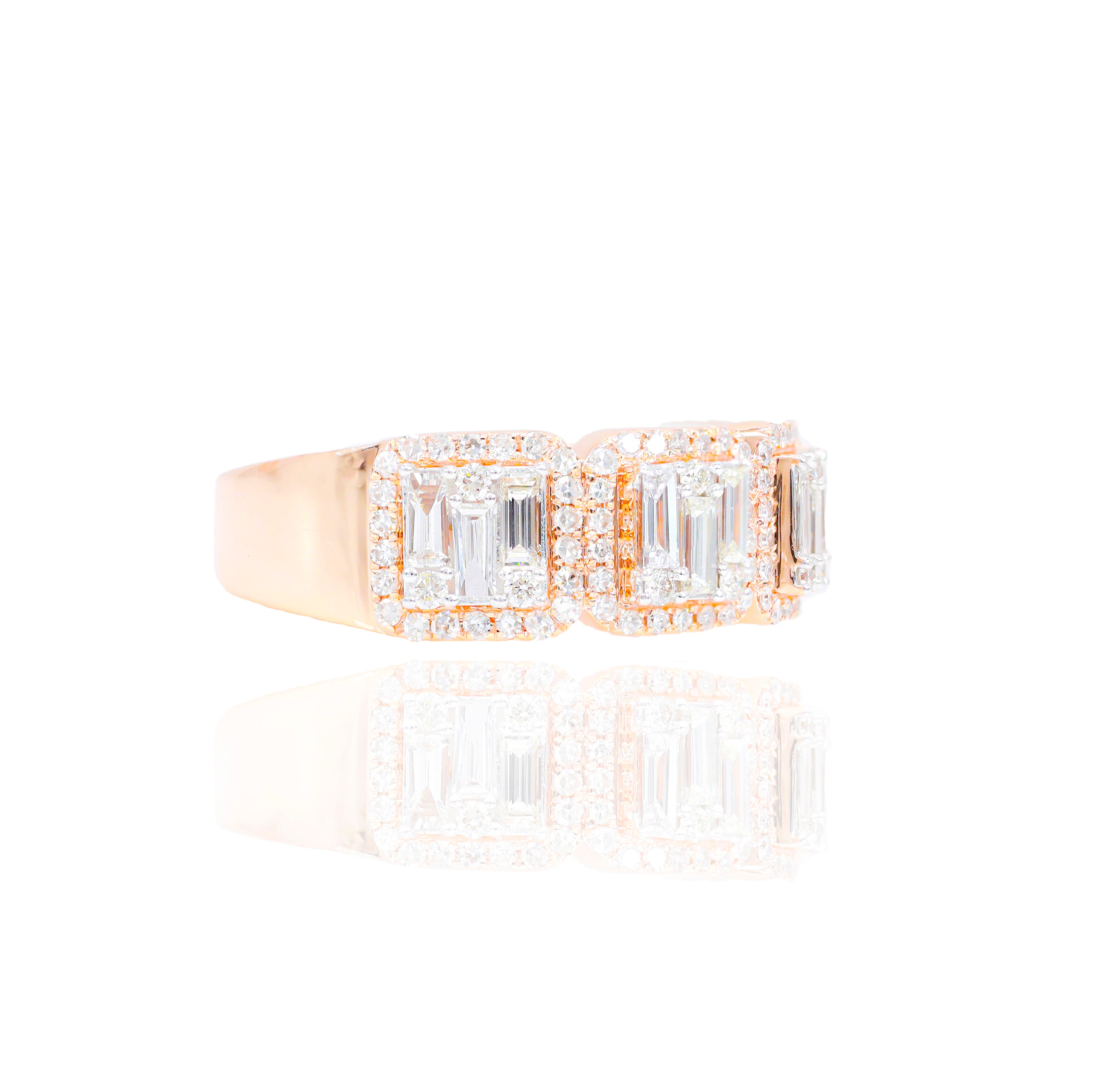 Sectional Square Baguette & Round Diamond Ring