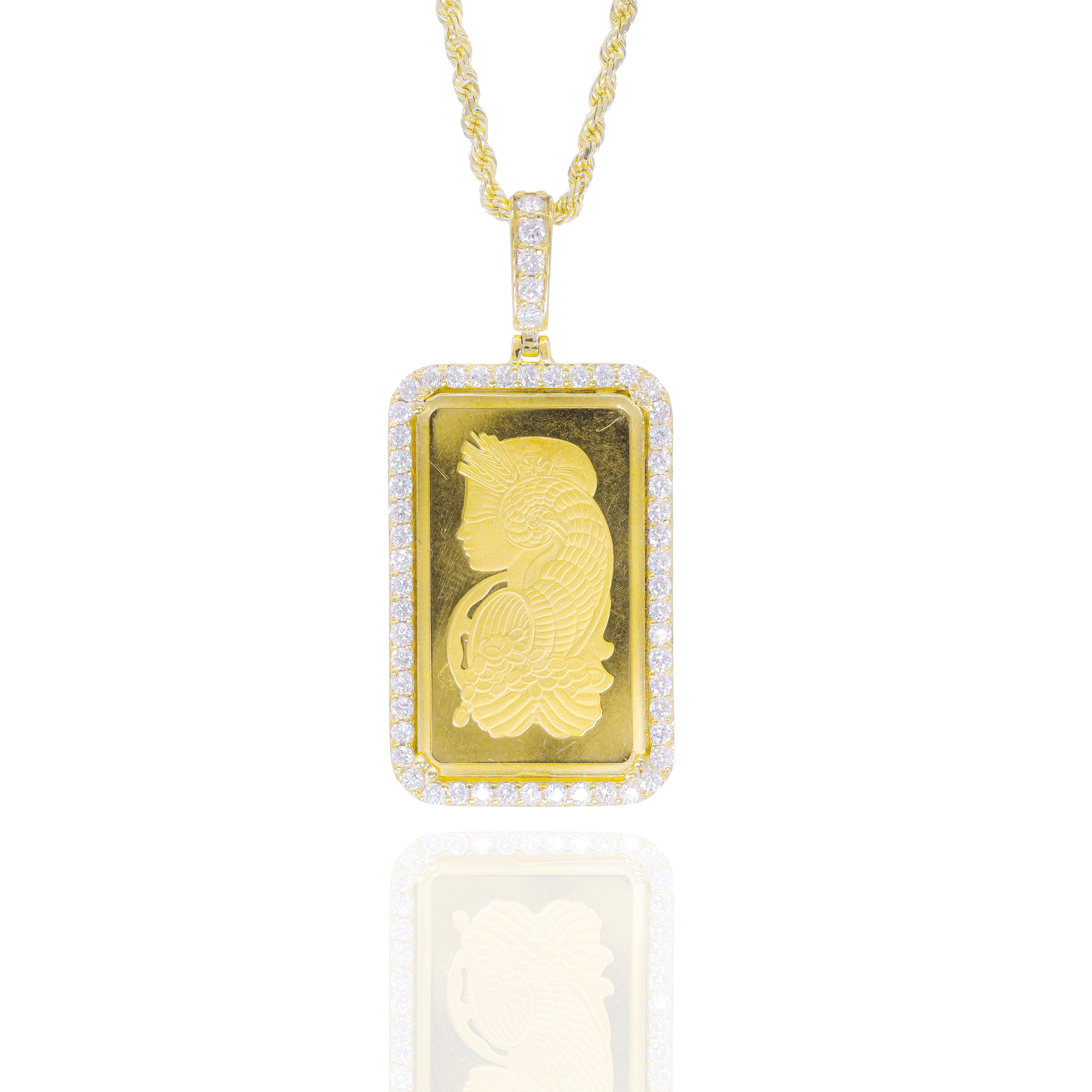 5g Gold Coin with Diamond Bezel Gold Pendant