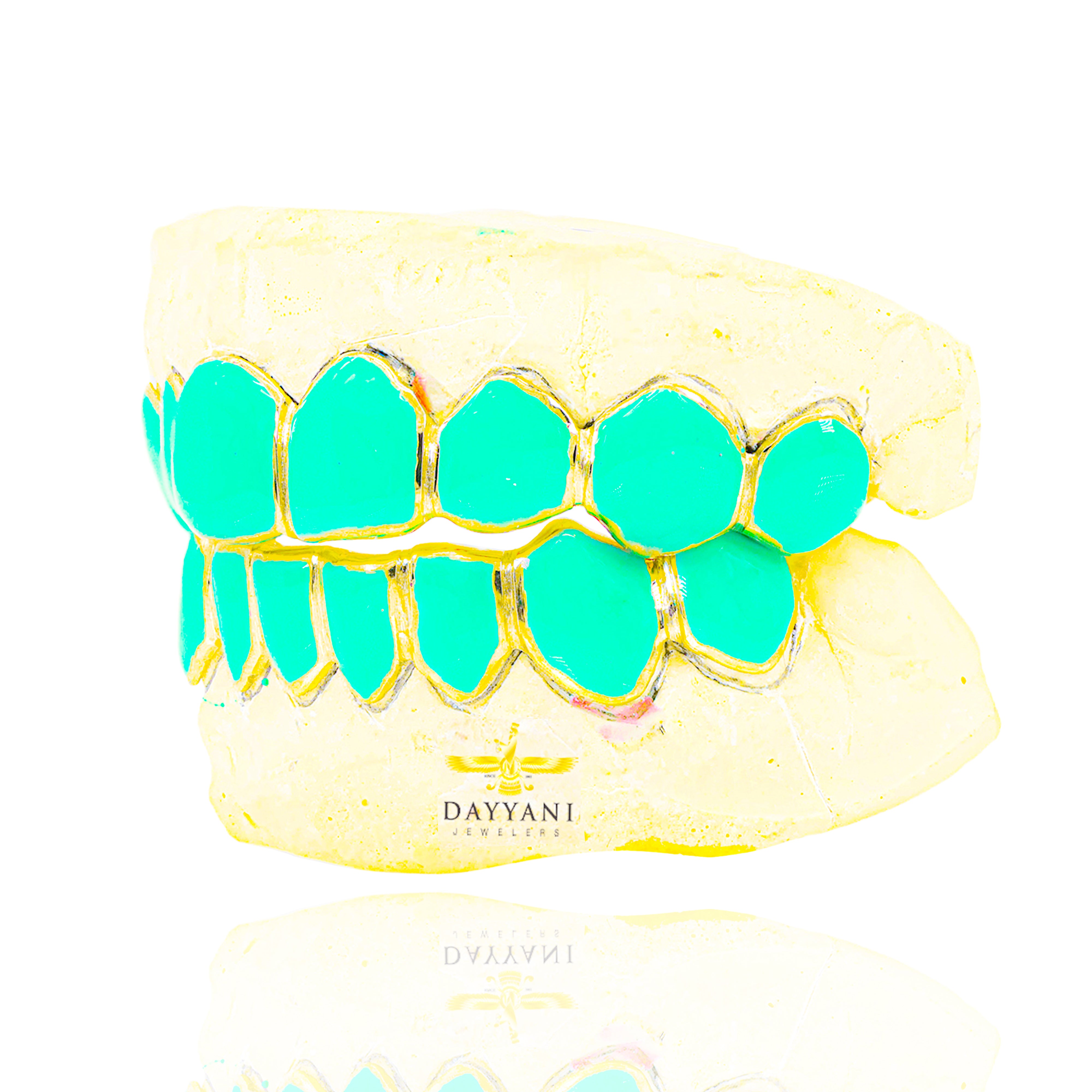 Custom Colored Enamel Gold Grillz