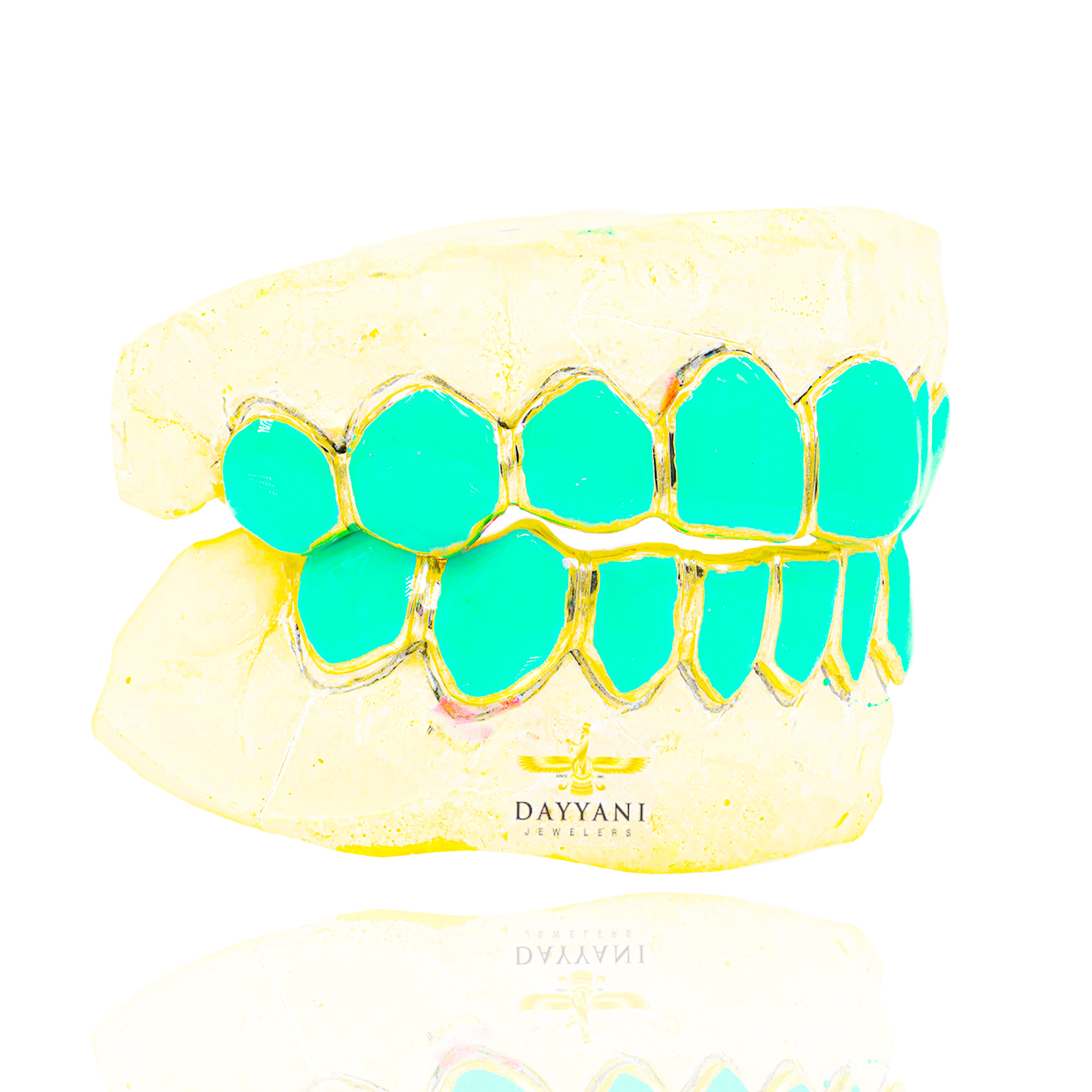 Custom Colored Enamel Gold Grillz