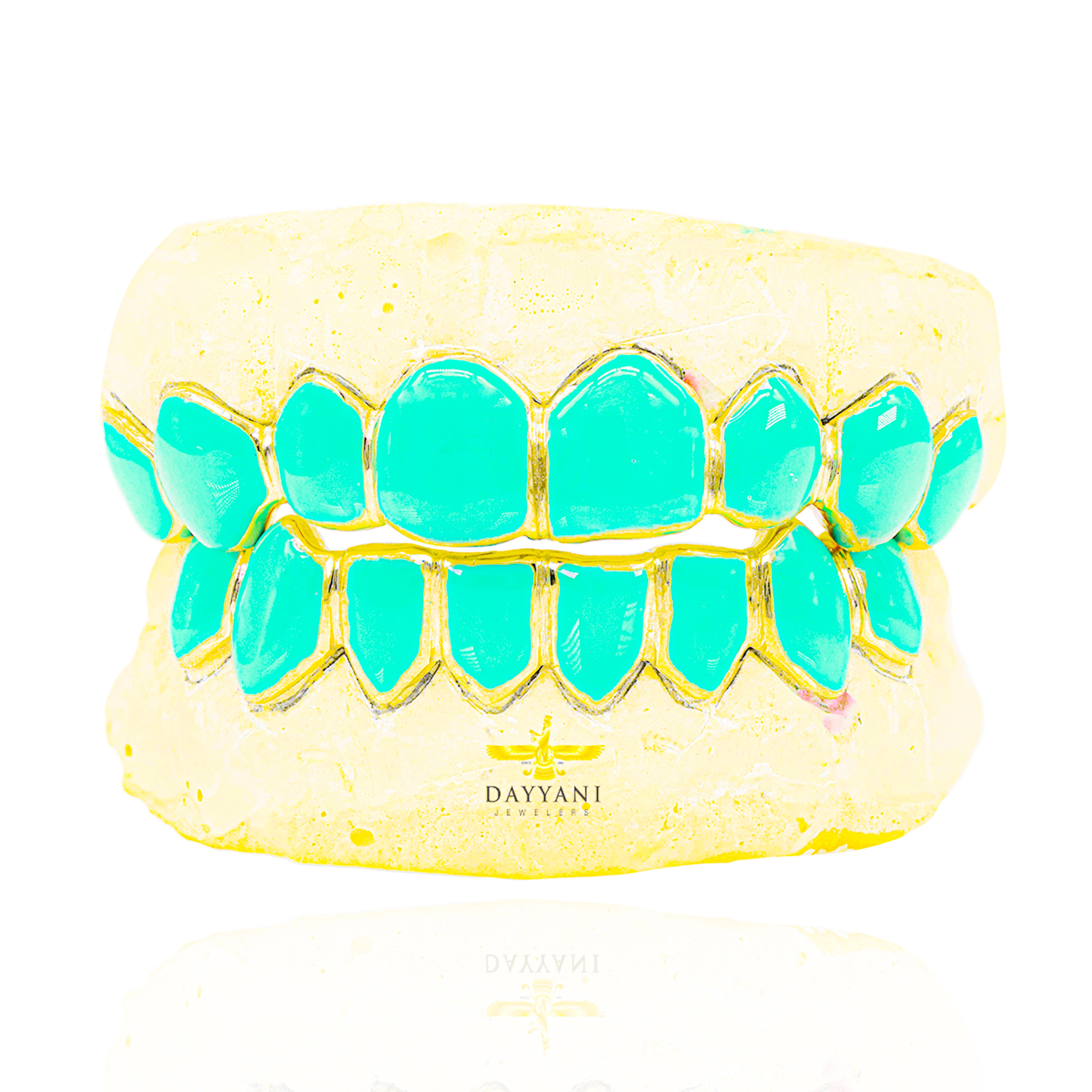 Custom Colored Enamel Gold Grillz