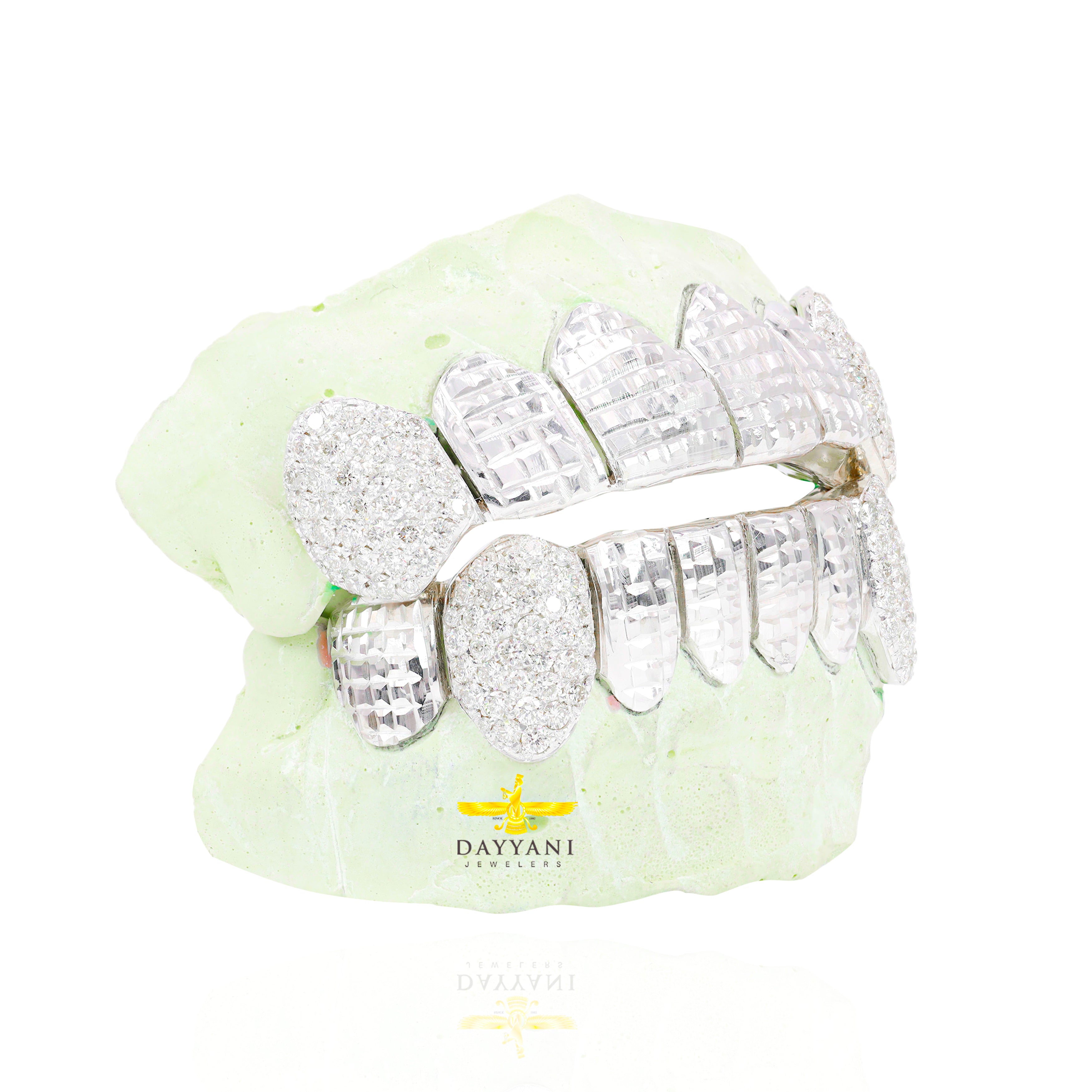 Custom 8 on 8 Princess Design Cuts with Bussdown on Fangs Gold Grillz