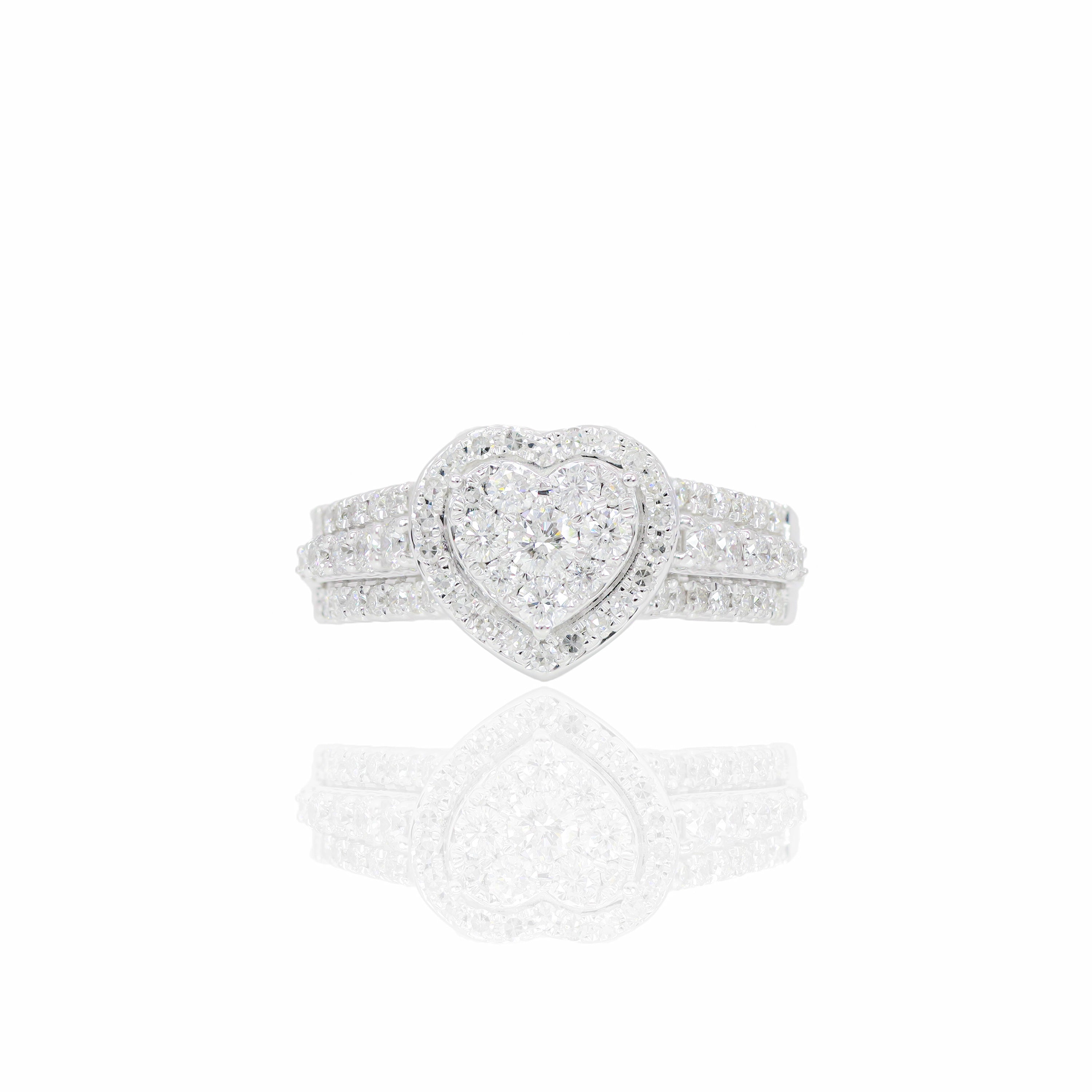 Diamond Heart Shaped Engagement Ring & Band