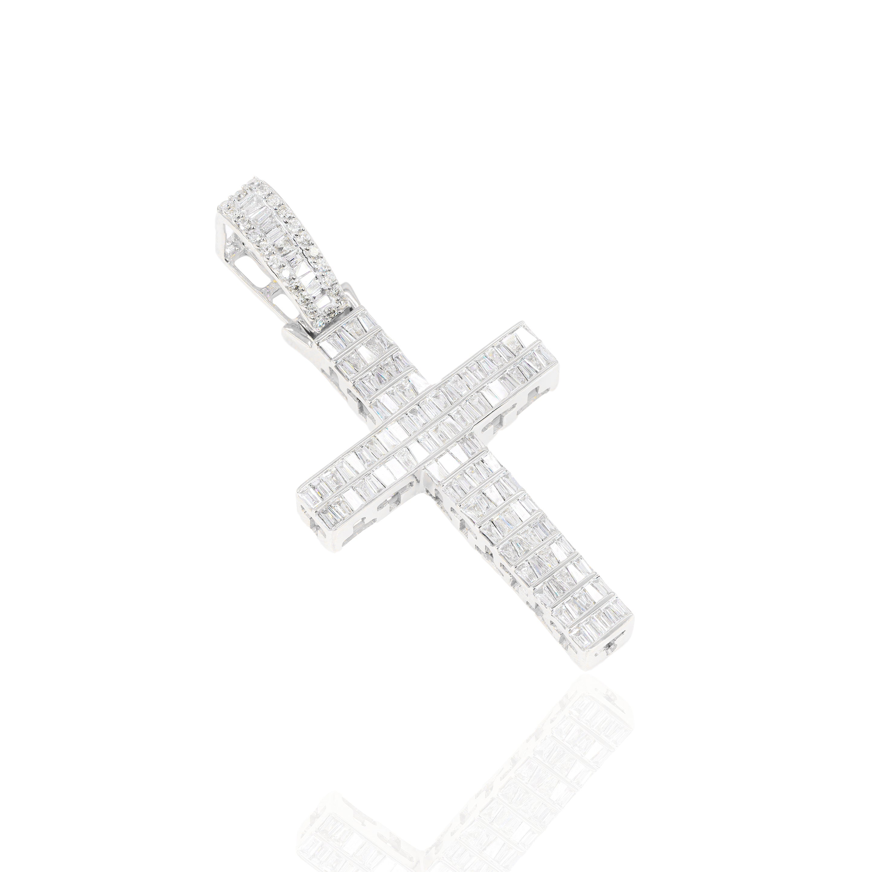 Baguette Channel Set Diamond Cross Pendant