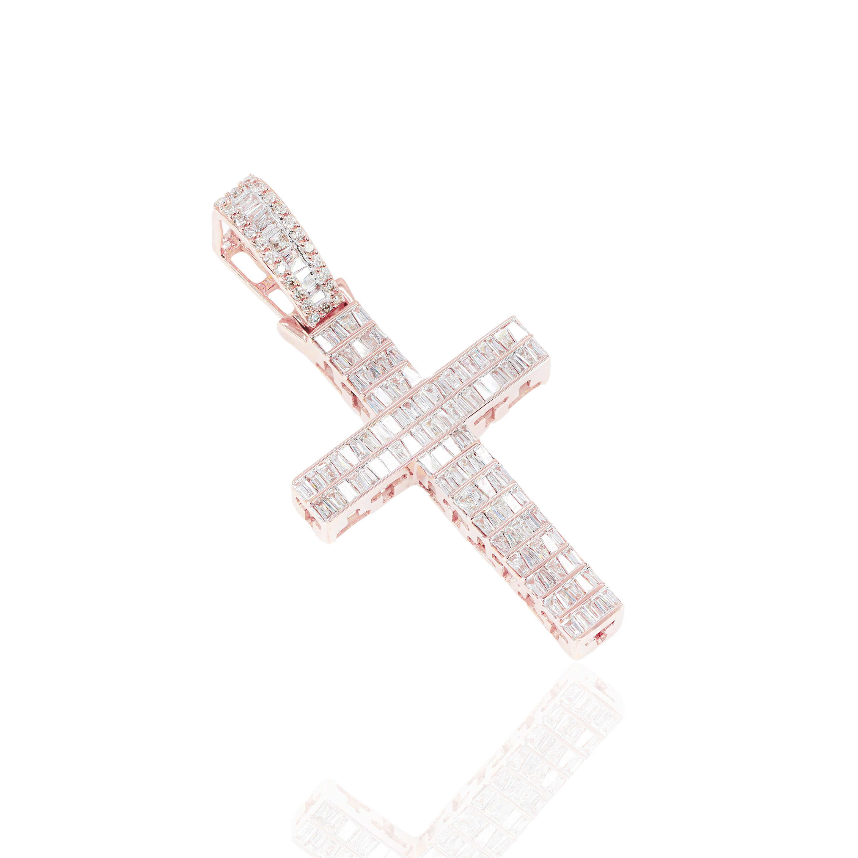 Baguette Channel Set Diamond Cross Pendant