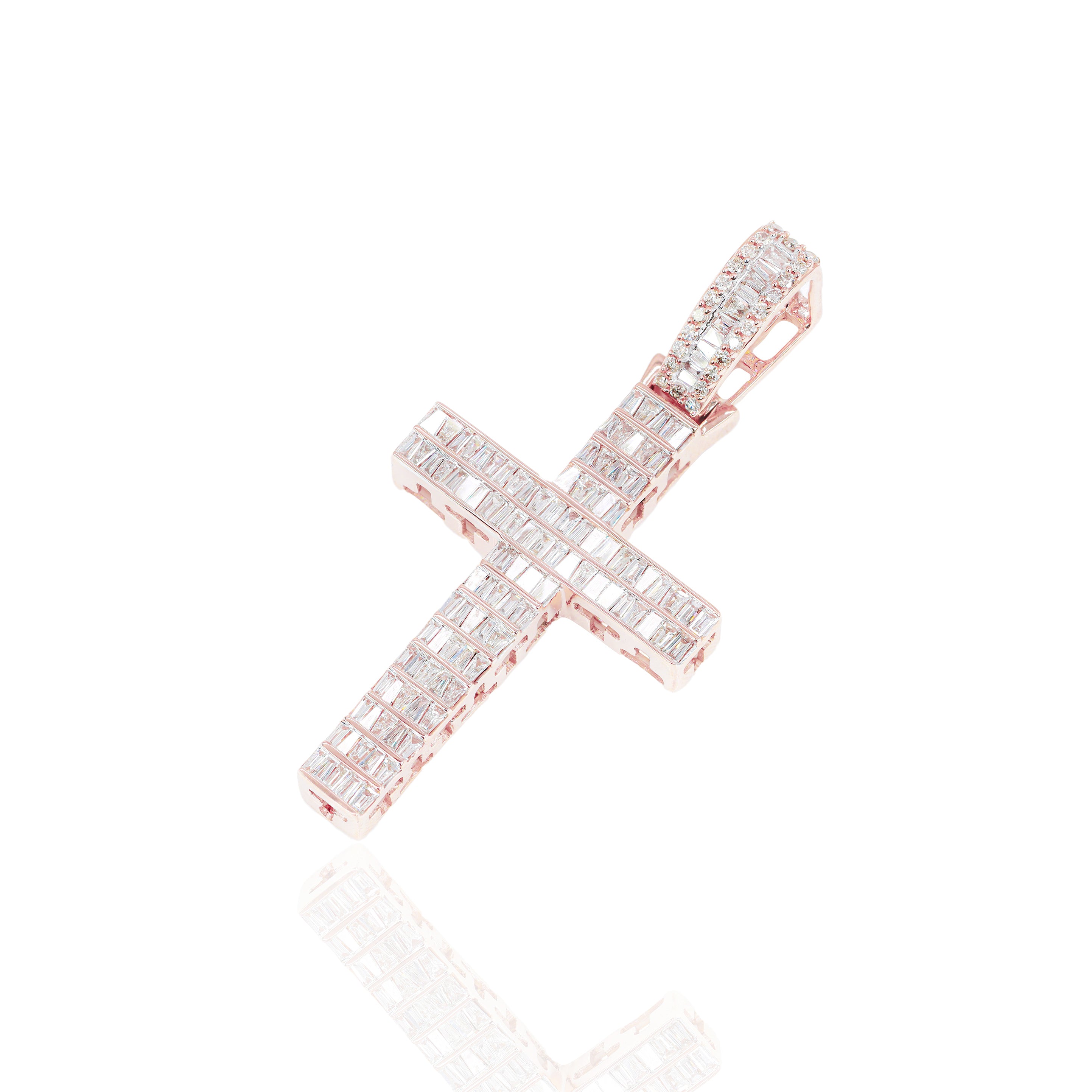 Baguette Channel Set Diamond Cross Pendant