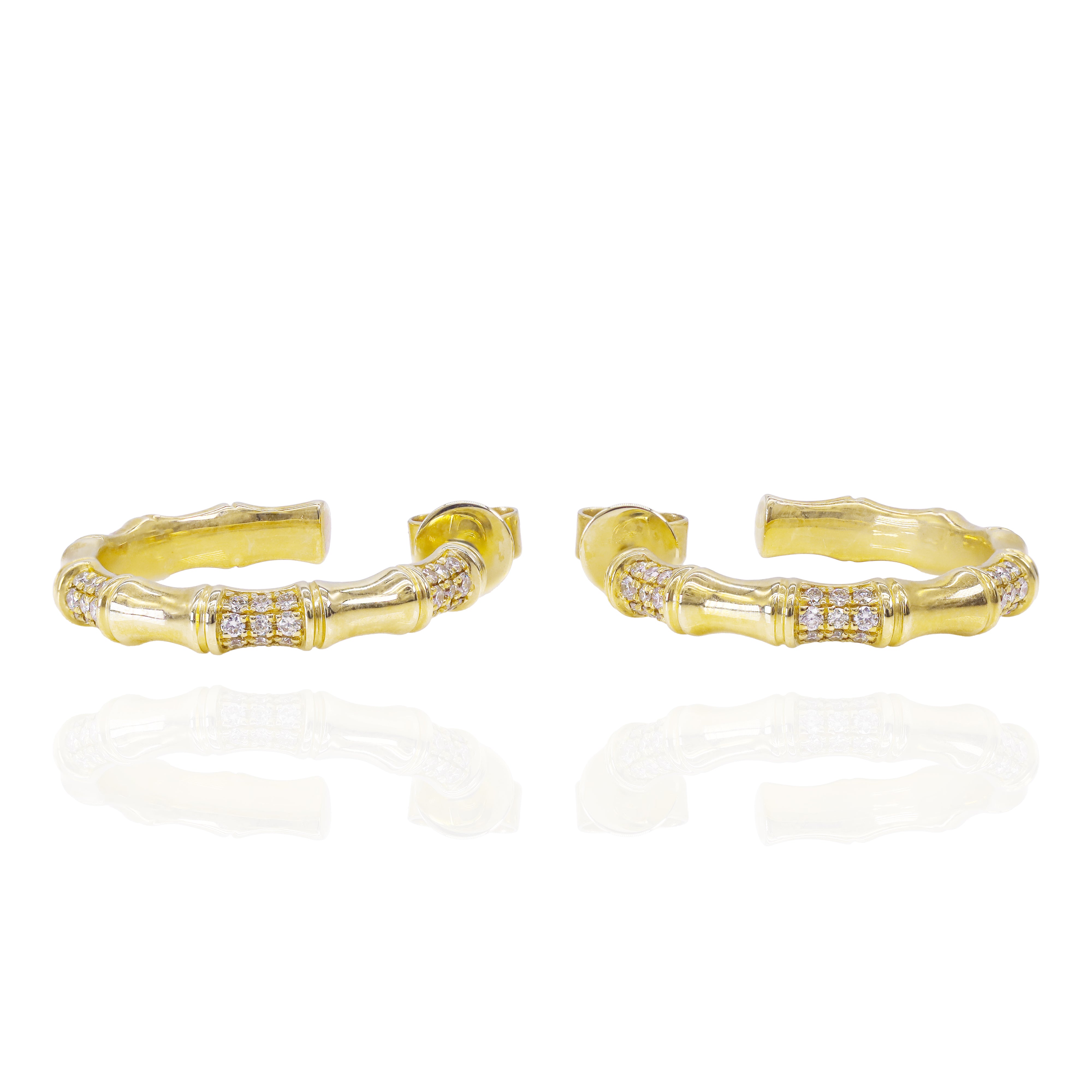 Diamond Bamboo Hoop Earrings