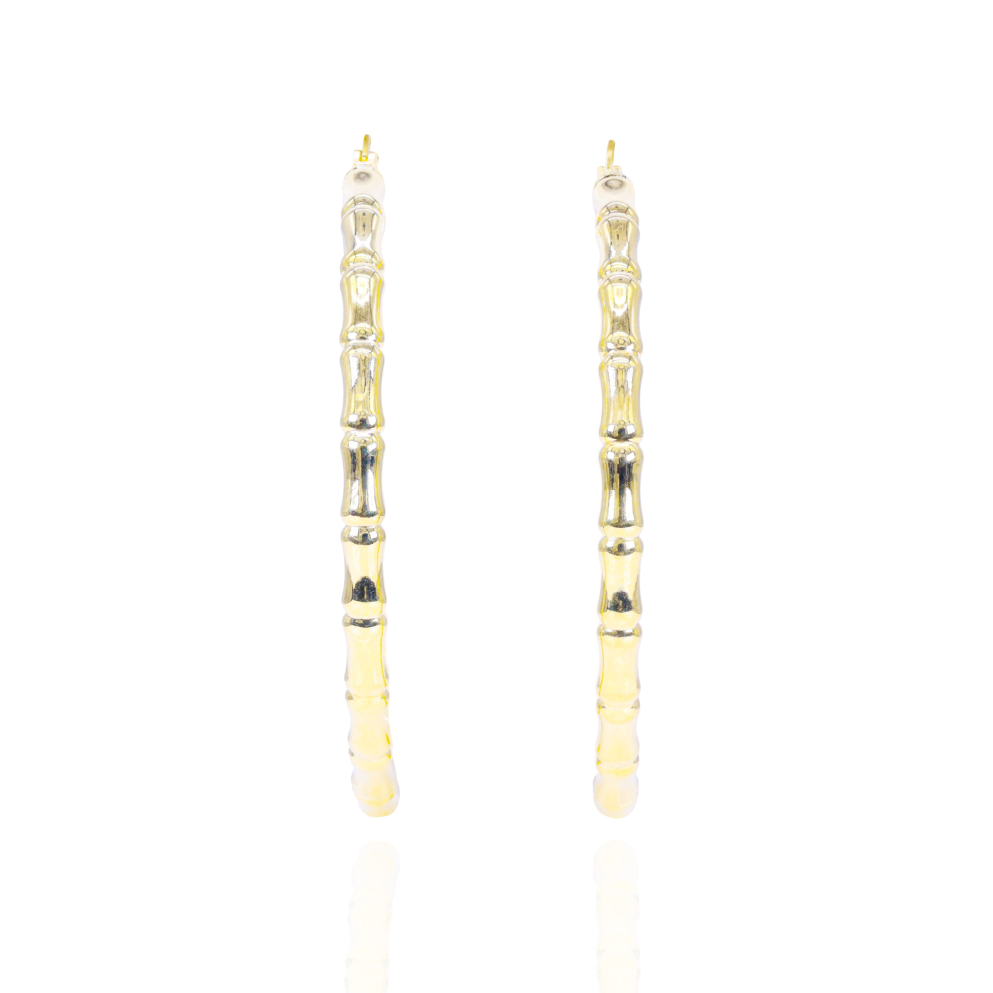 Bamboo Solid Gold Hoop Earrings