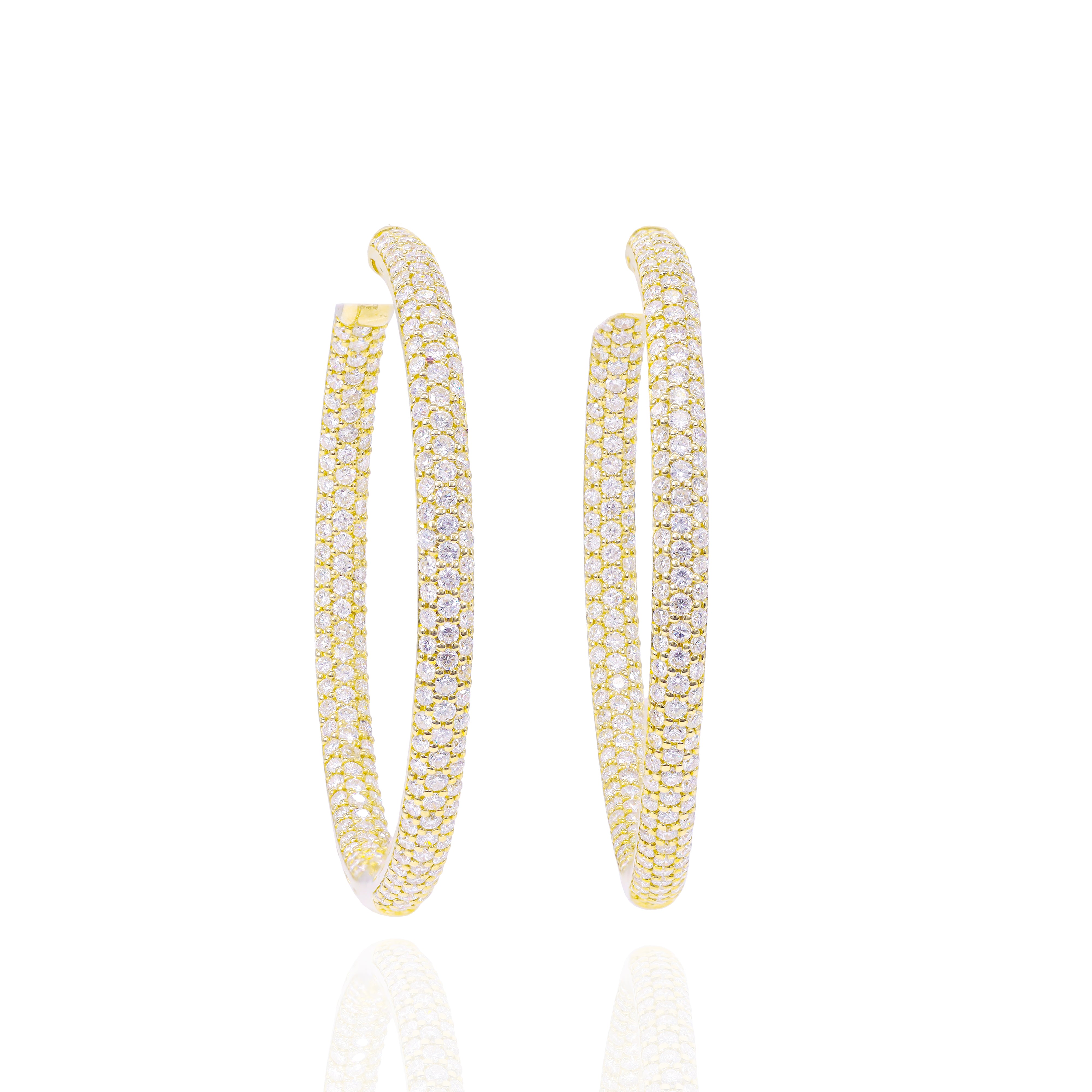 Bubbly Rounded Hoop Diamond Earrings (Inner and Outer Diamond)