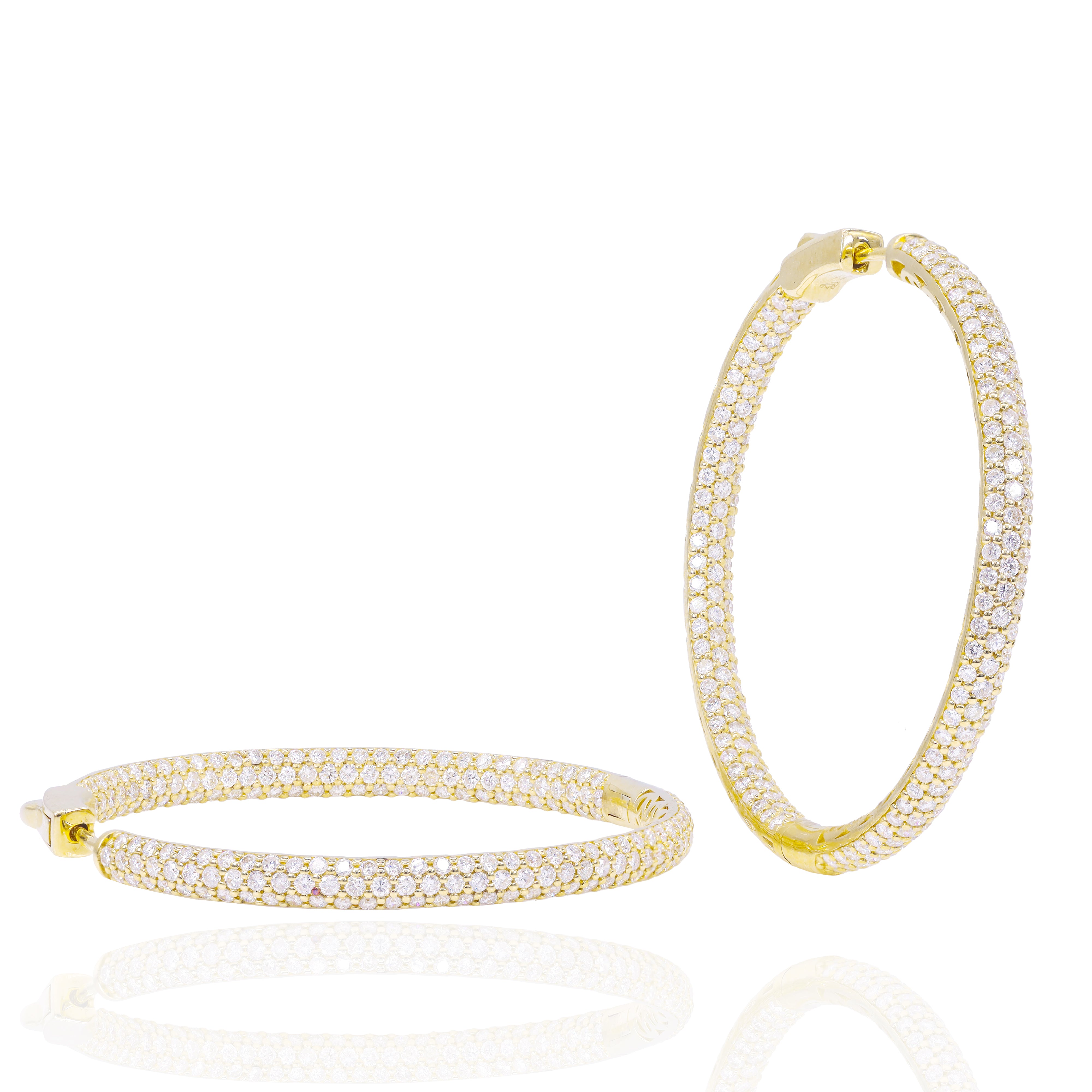 Bubbly Rounded Hoop Diamond Earrings (Inner and Outer Diamond)