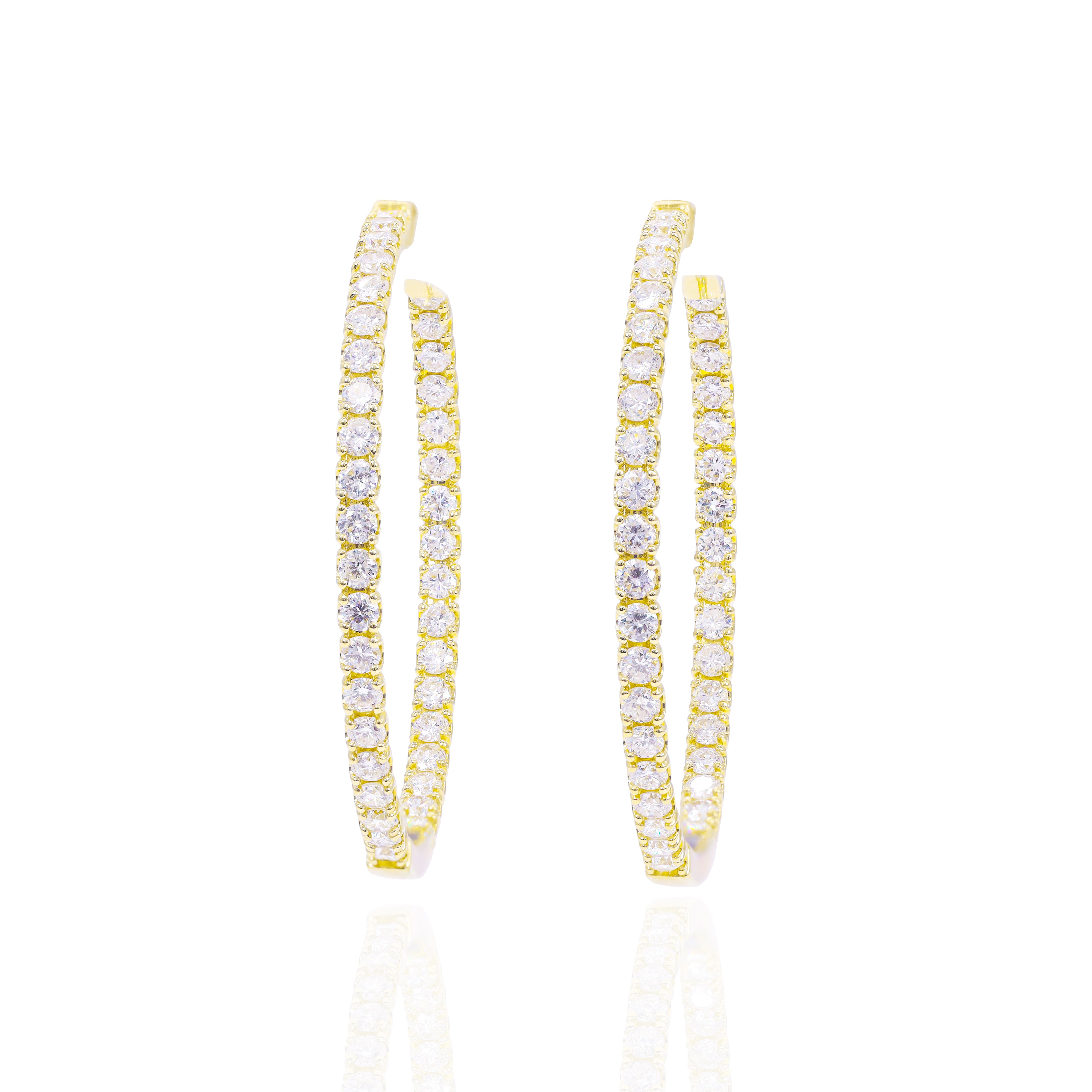 1.50" Diamond Hoop Earrings (Inner and Outer Diamond)