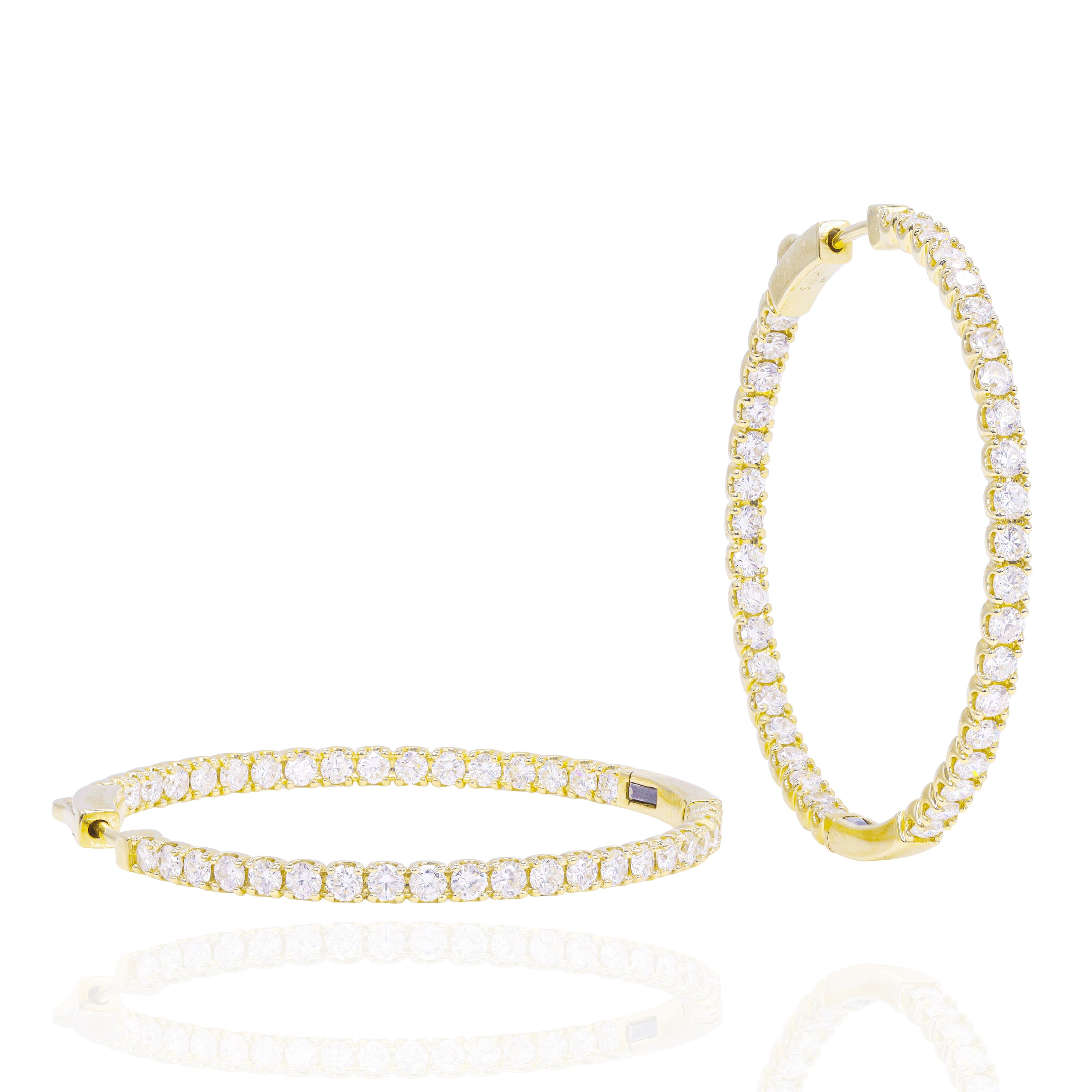 1.50" Diamond Hoop Earrings (Inner and Outer Diamond)