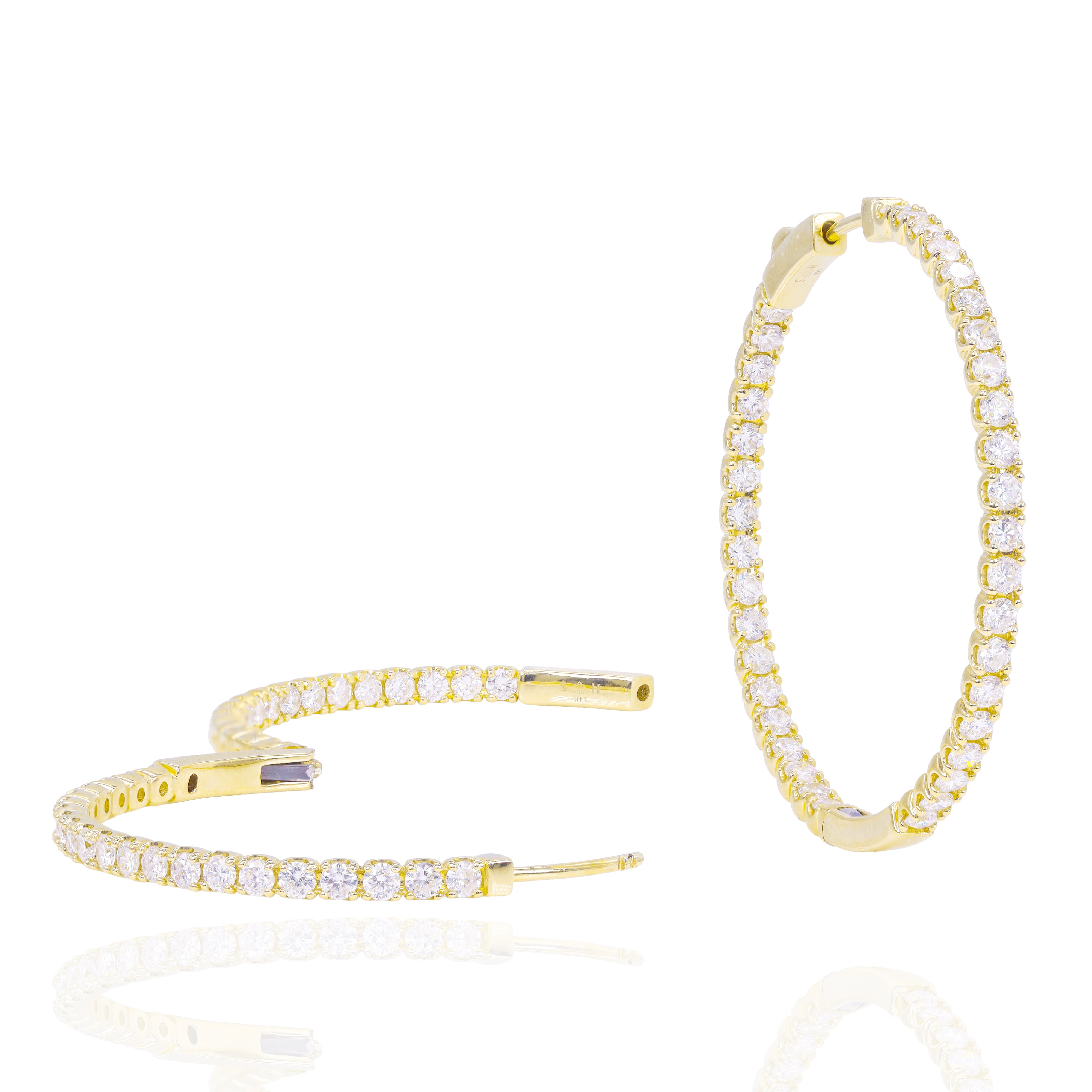 1.50" Diamond Hoop Earrings (Inner and Outer Diamond)