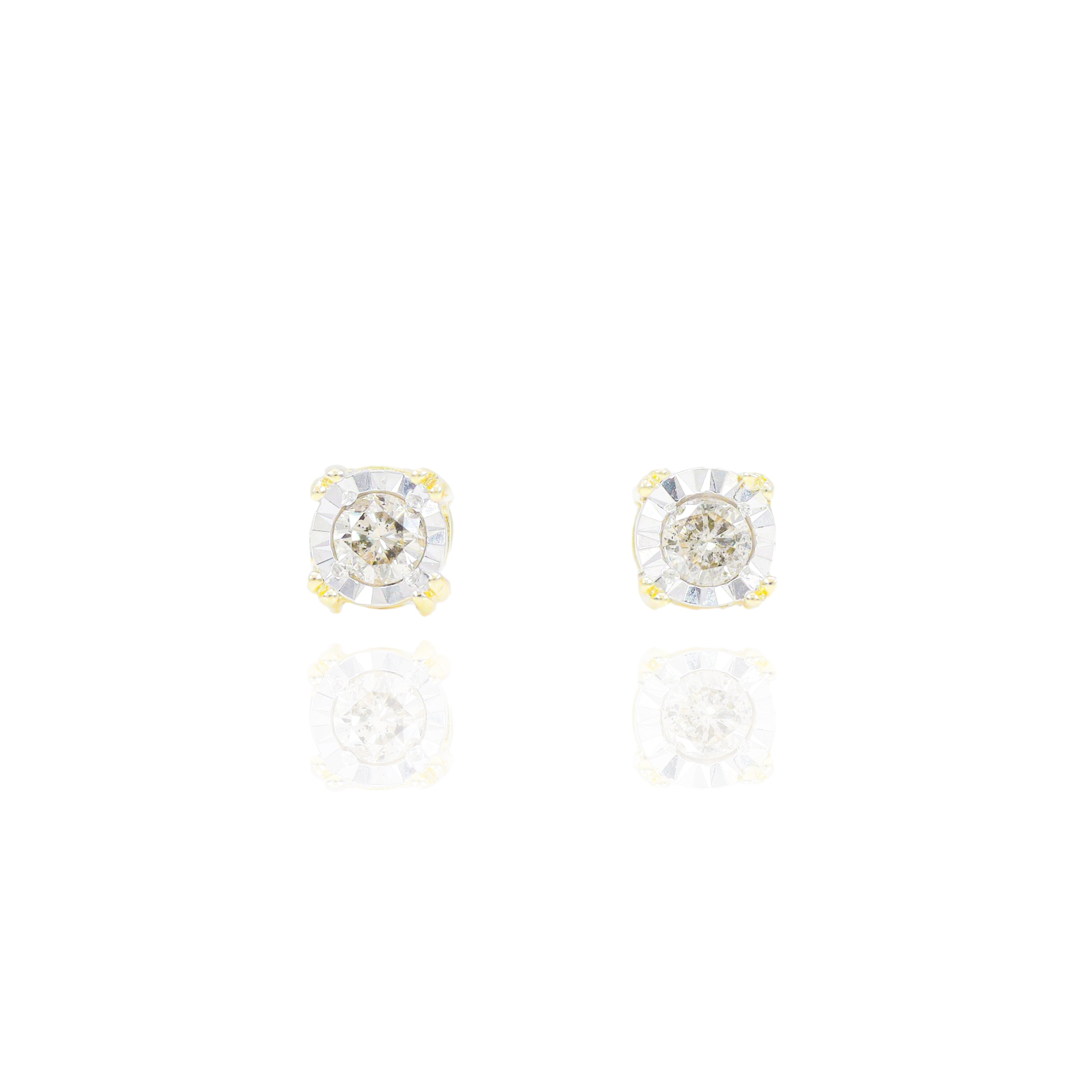 Diamond Stud with Diamond Cut Border Earrings