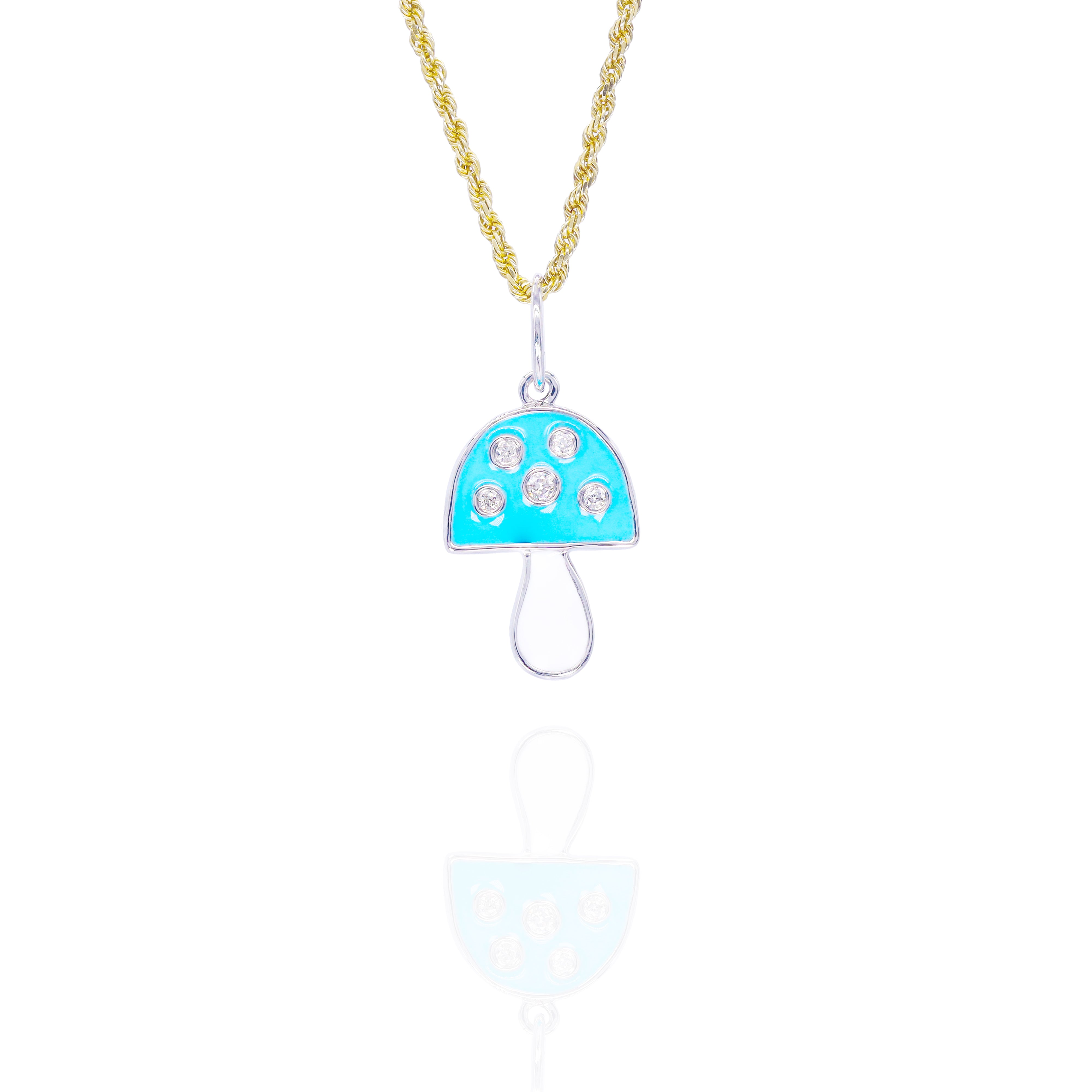 Diamond Mushroom Charm Pendant