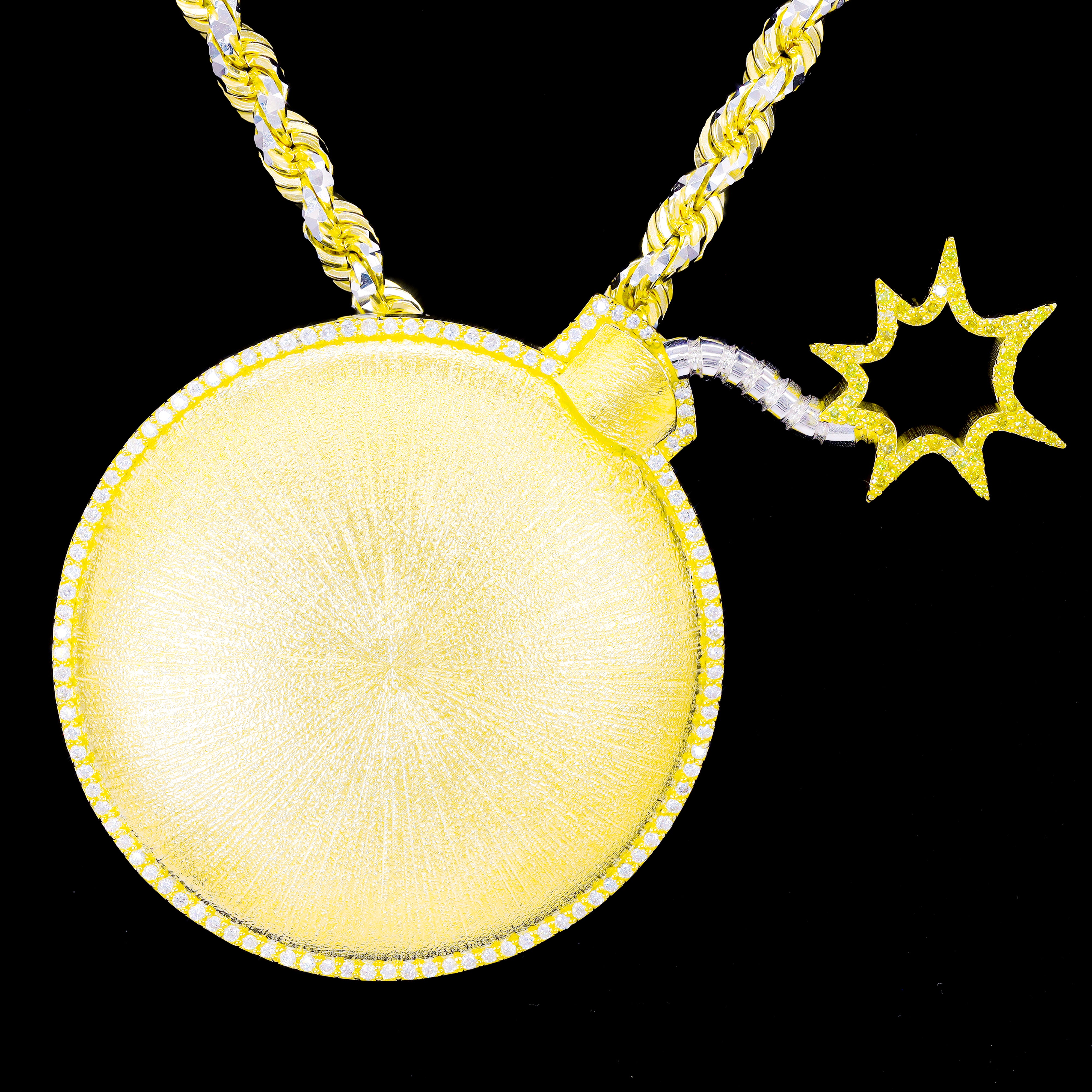 Custom Design Deposit - Solid Gold Bomb Diamond Pendant