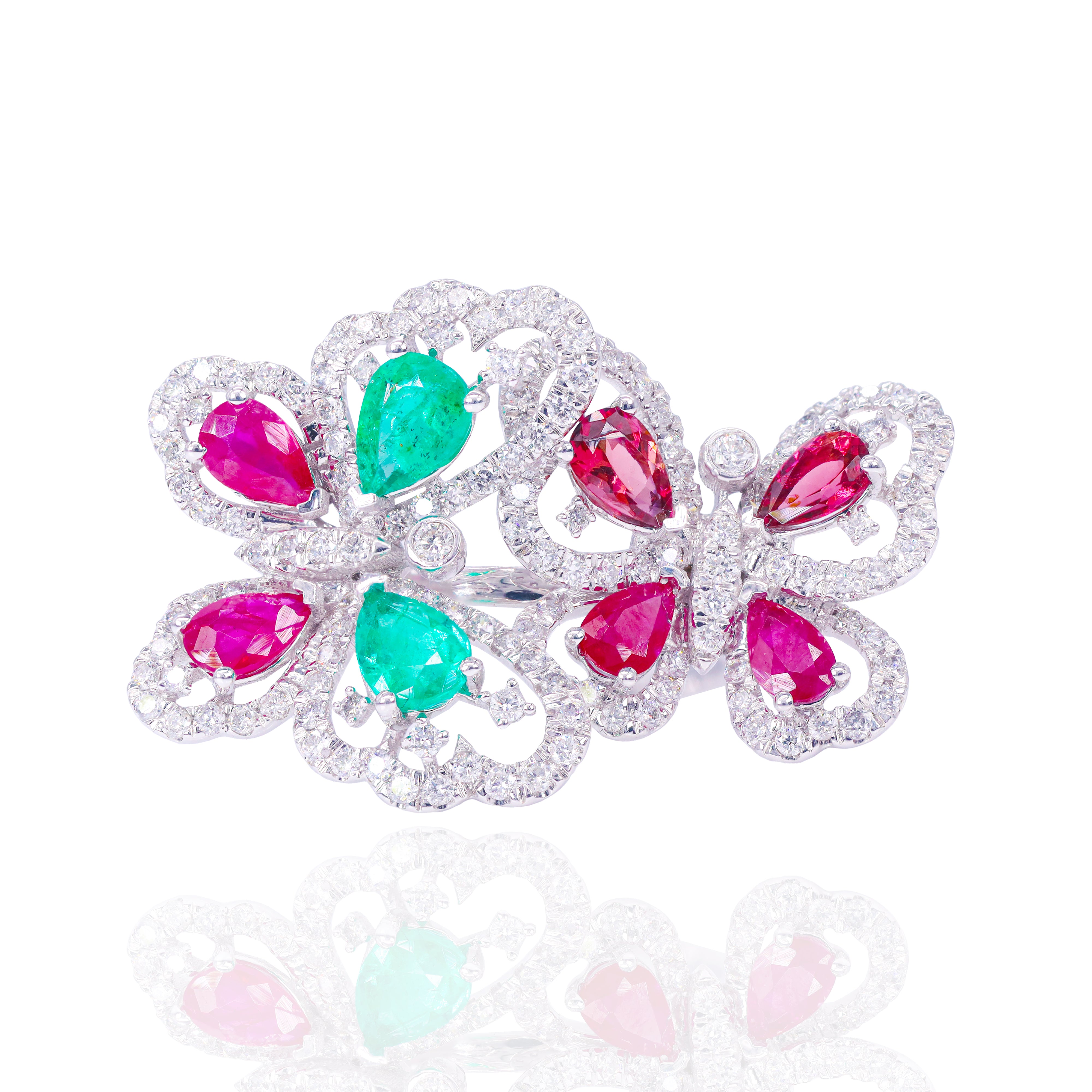 Gemstone Butterfly Diamond Ring