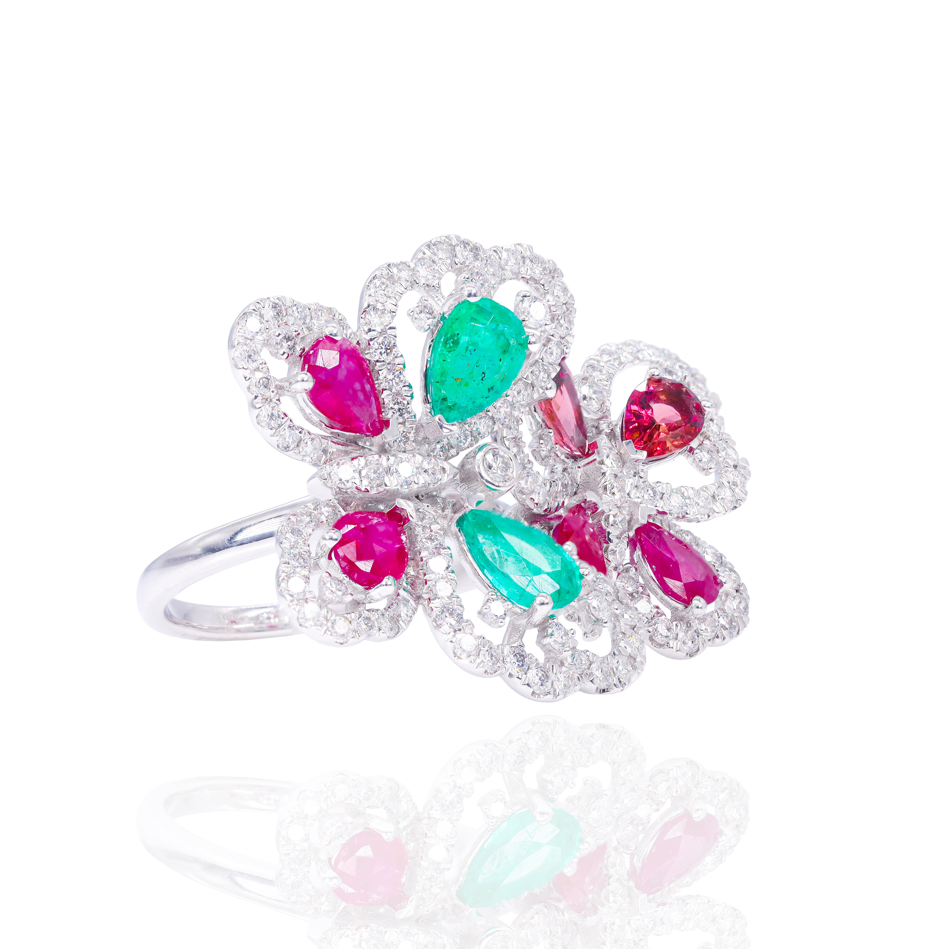 Gemstone Butterfly Diamond Ring