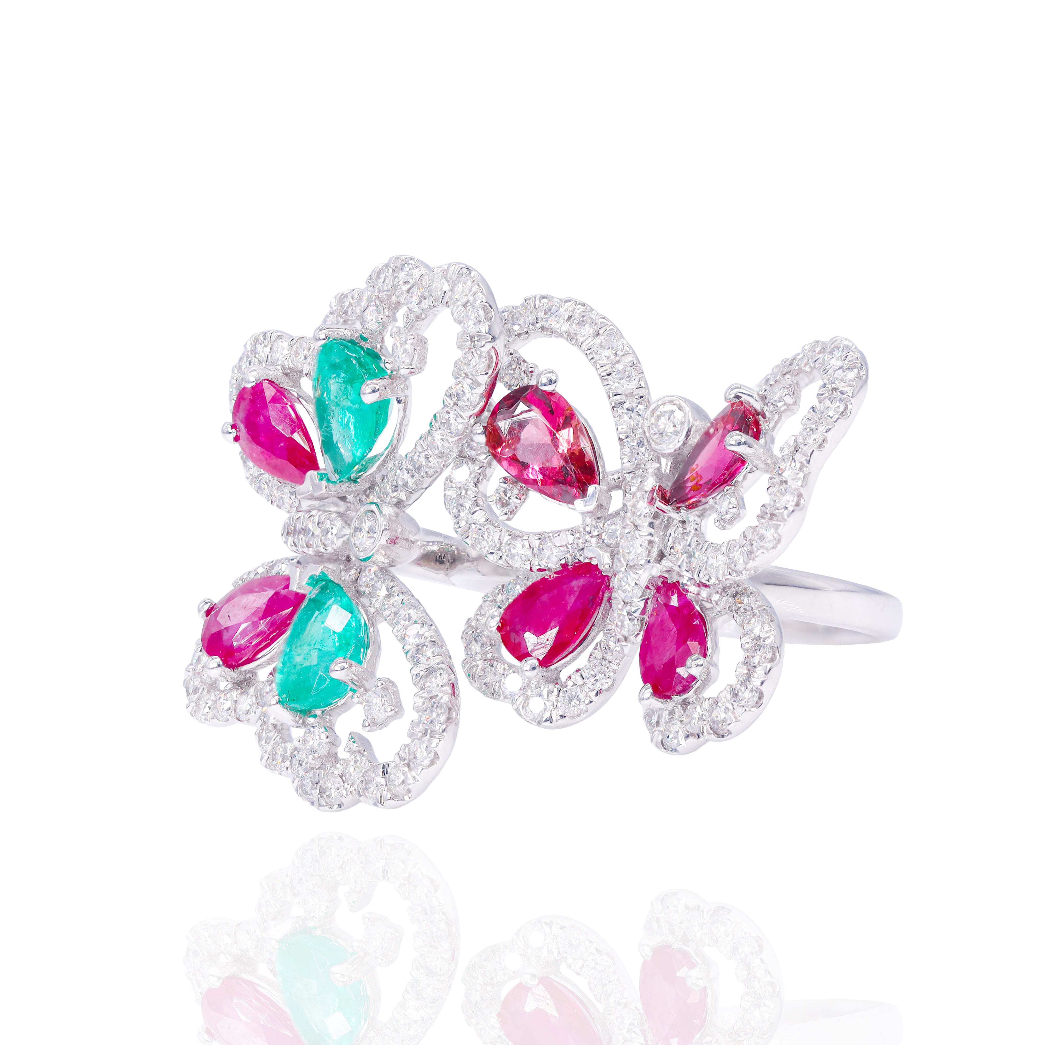 Gemstone Butterfly Diamond Ring