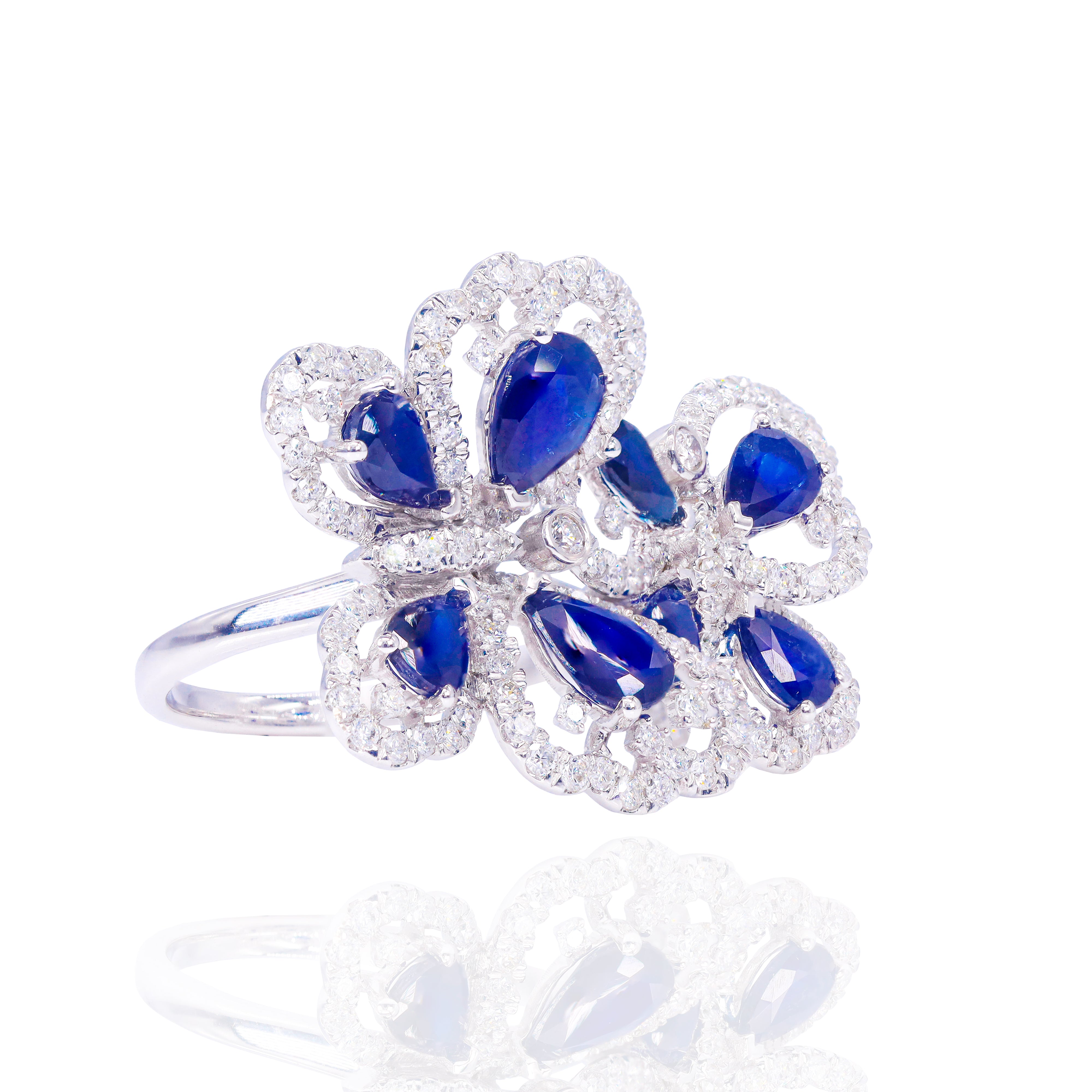 Gemstone Butterfly Diamond Ring