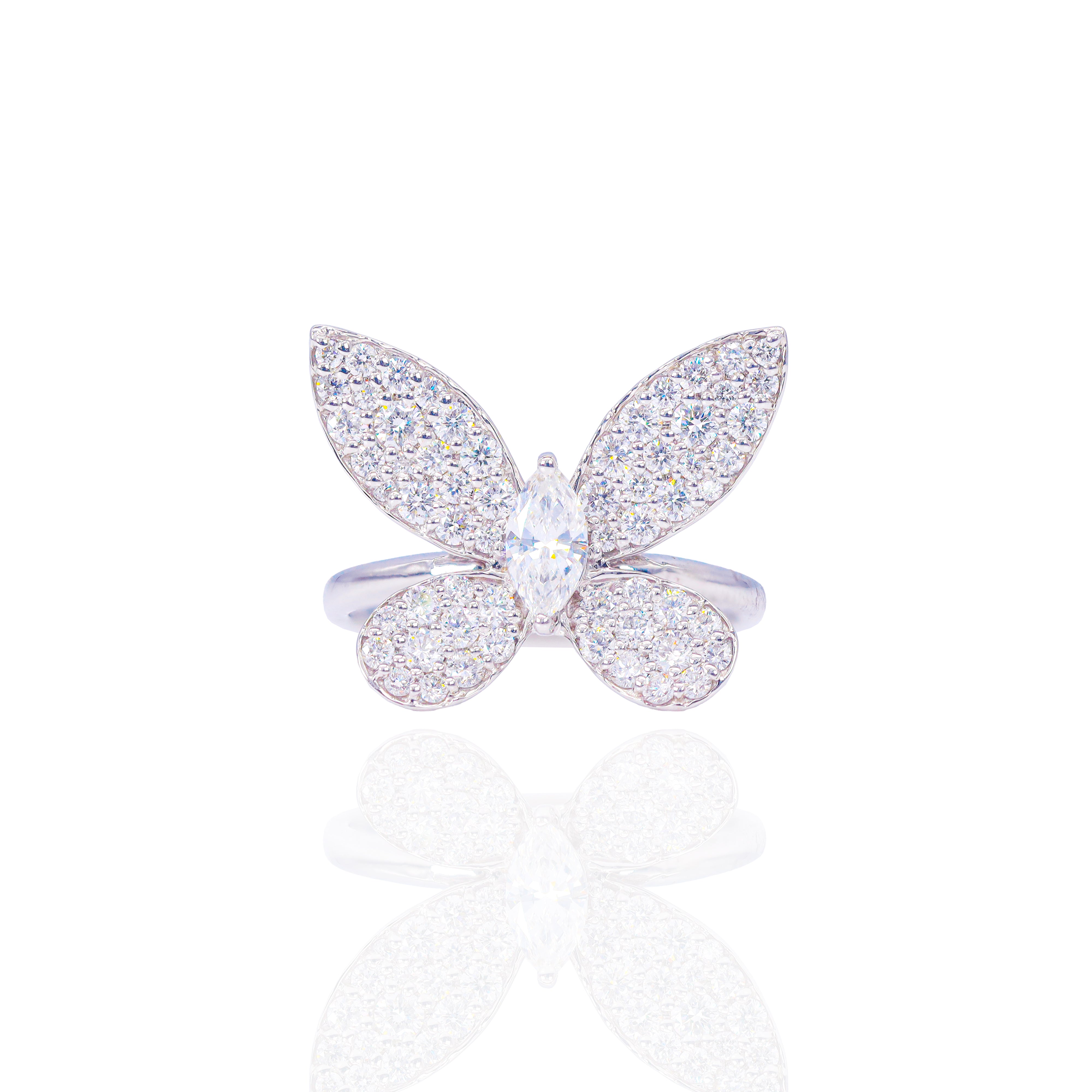 Marquise Cut Center Butterfly Diamond Ring