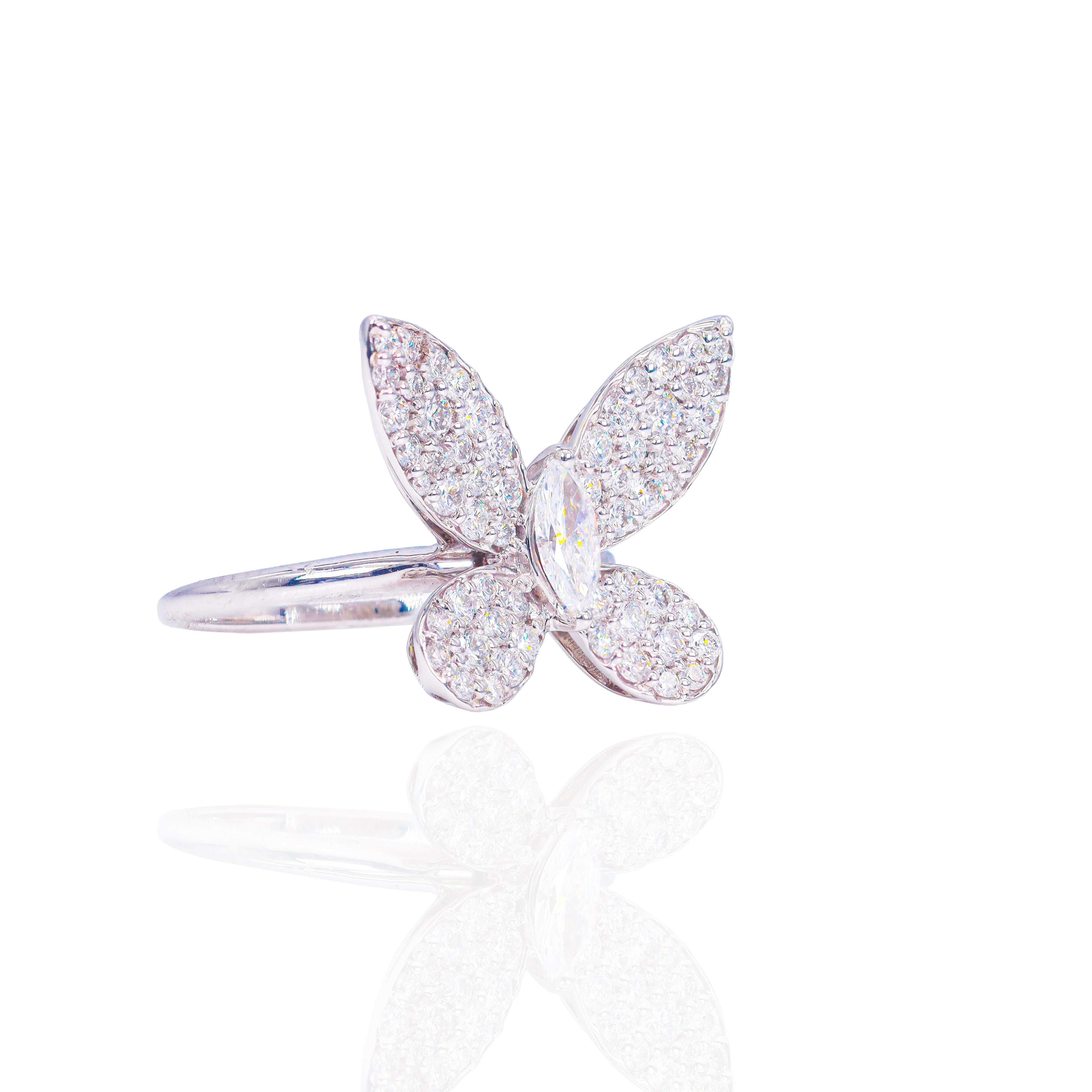 Marquise Cut Center Butterfly Diamond Ring