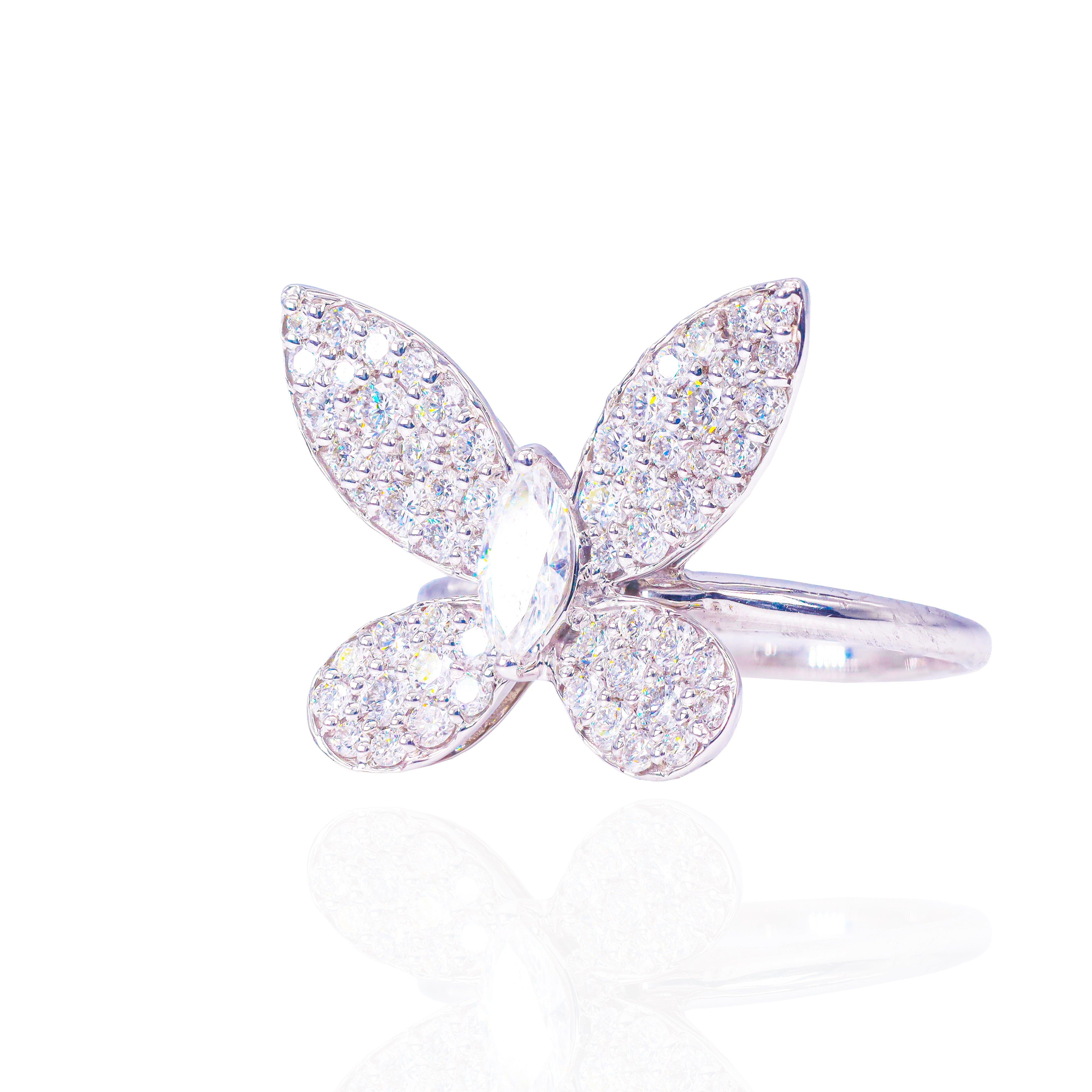 Marquise Cut Center Butterfly Diamond Ring