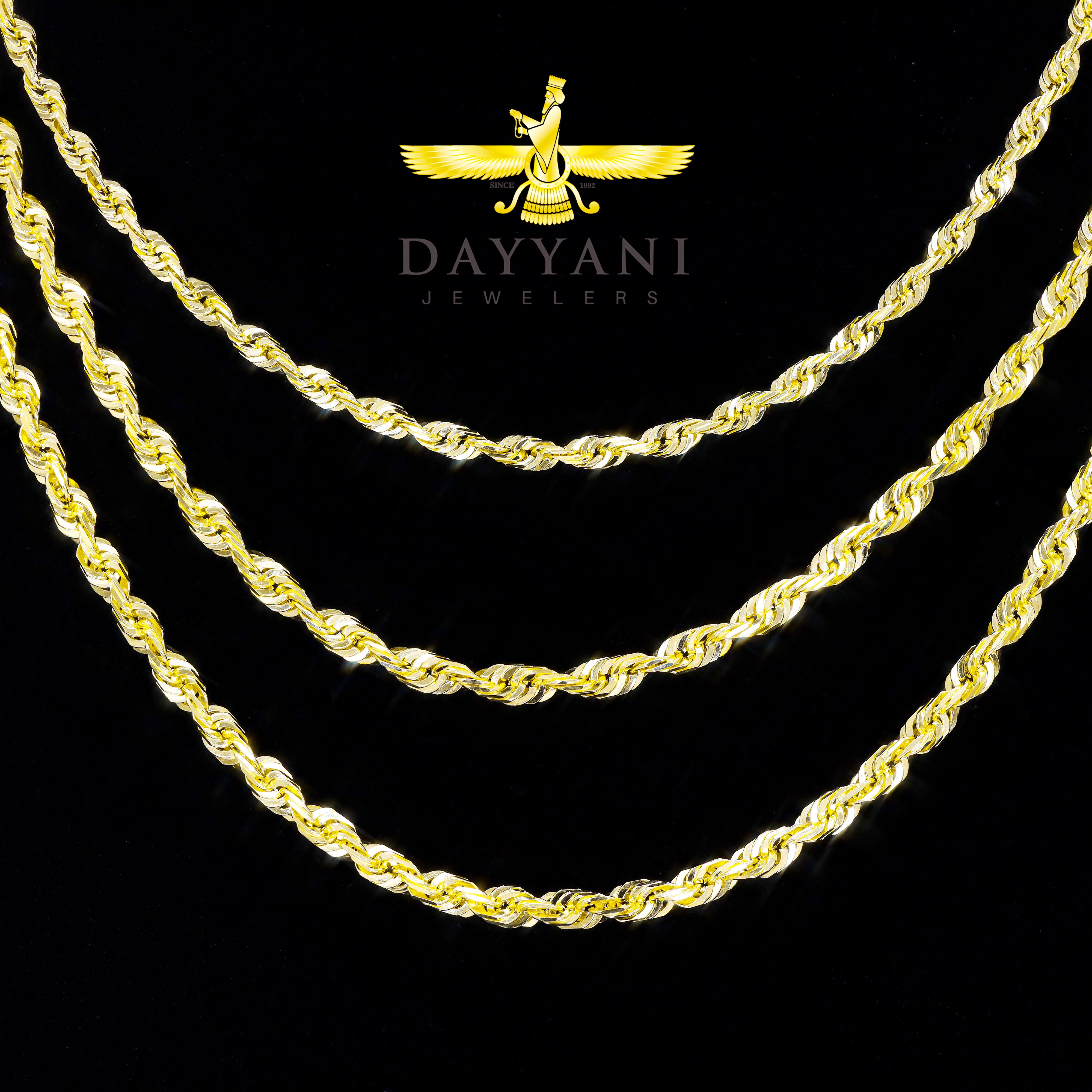 14KT Solid Cashmere Rope Yellow Gold Chain