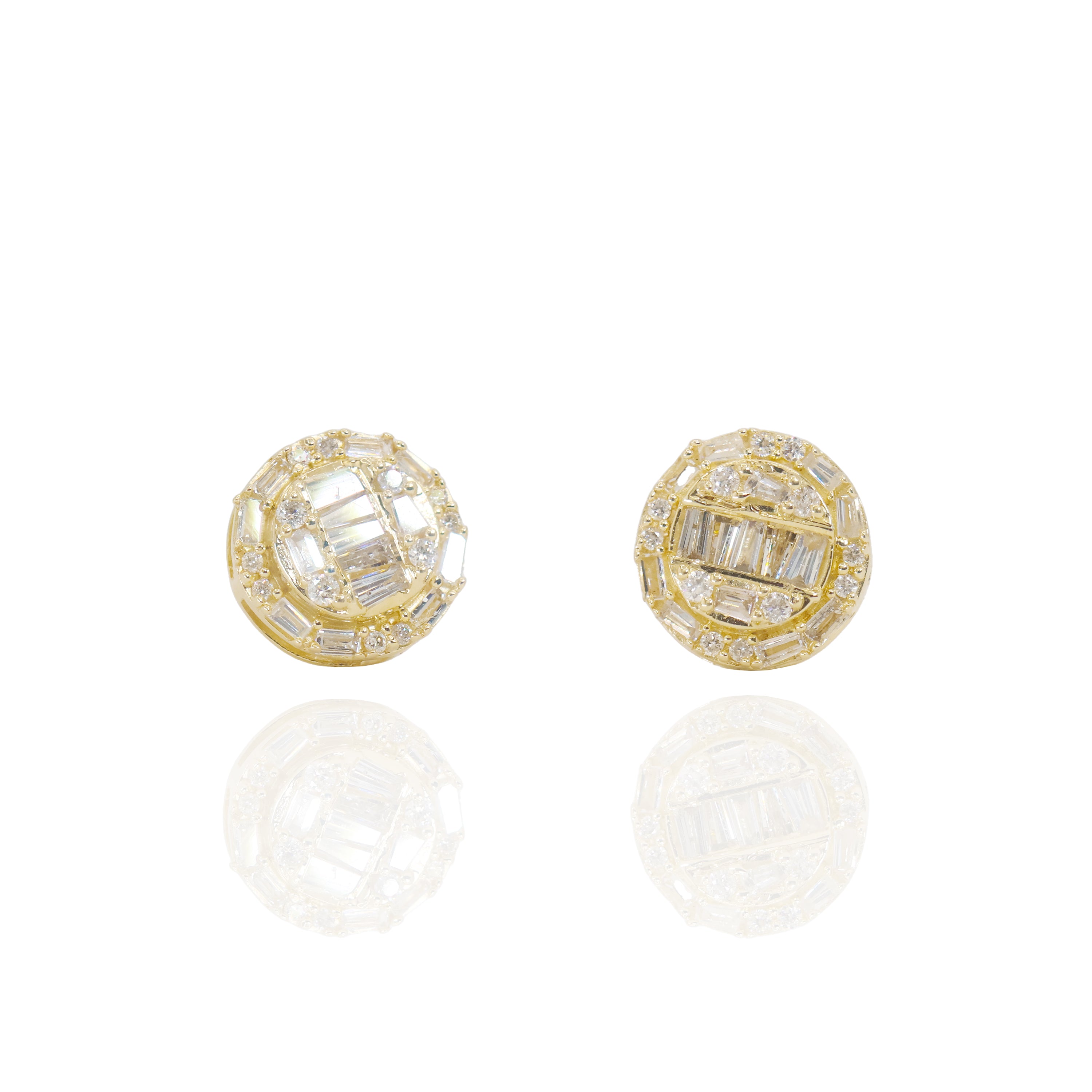 Round & Baguette Diamond Earrings
