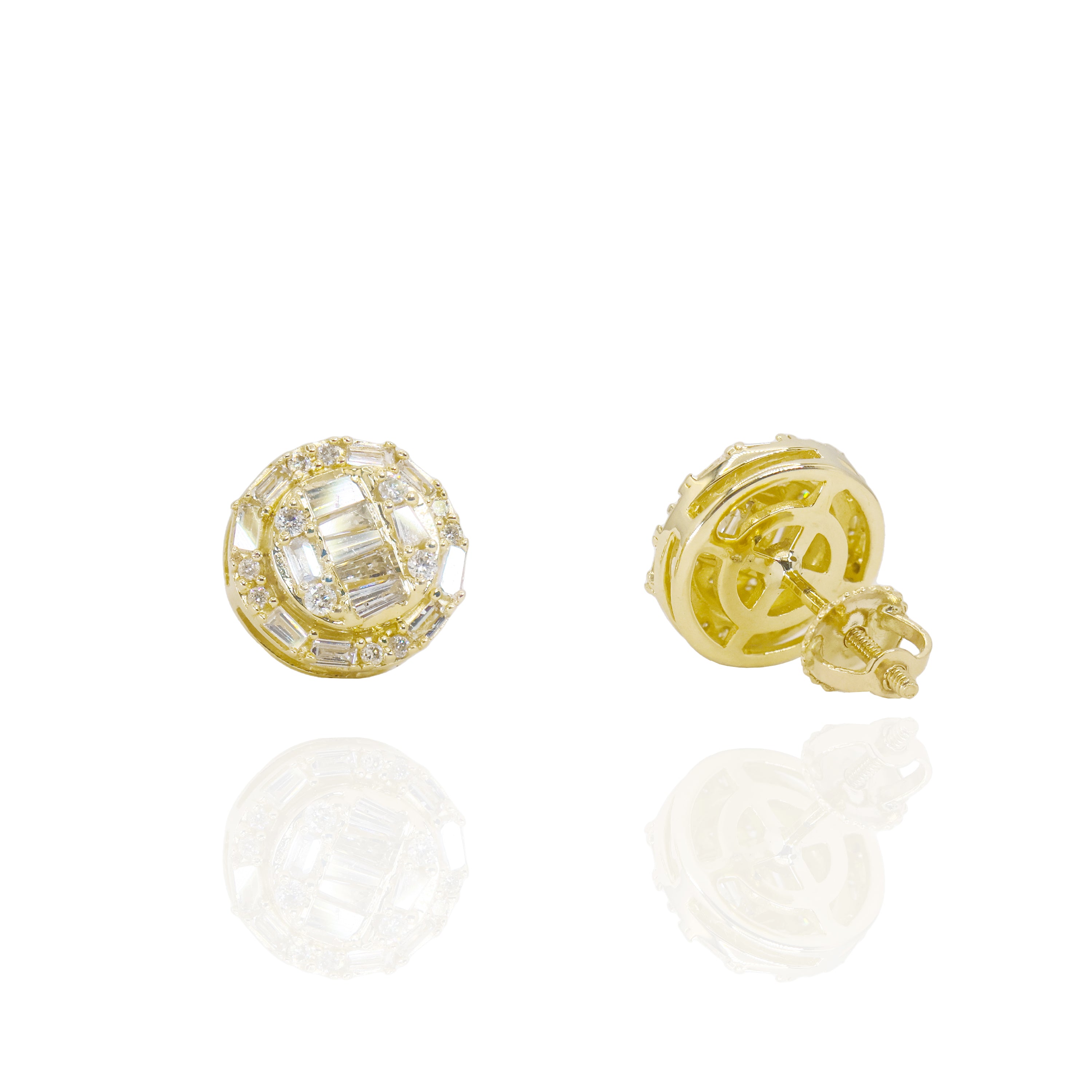 Round & Baguette Diamond Earrings