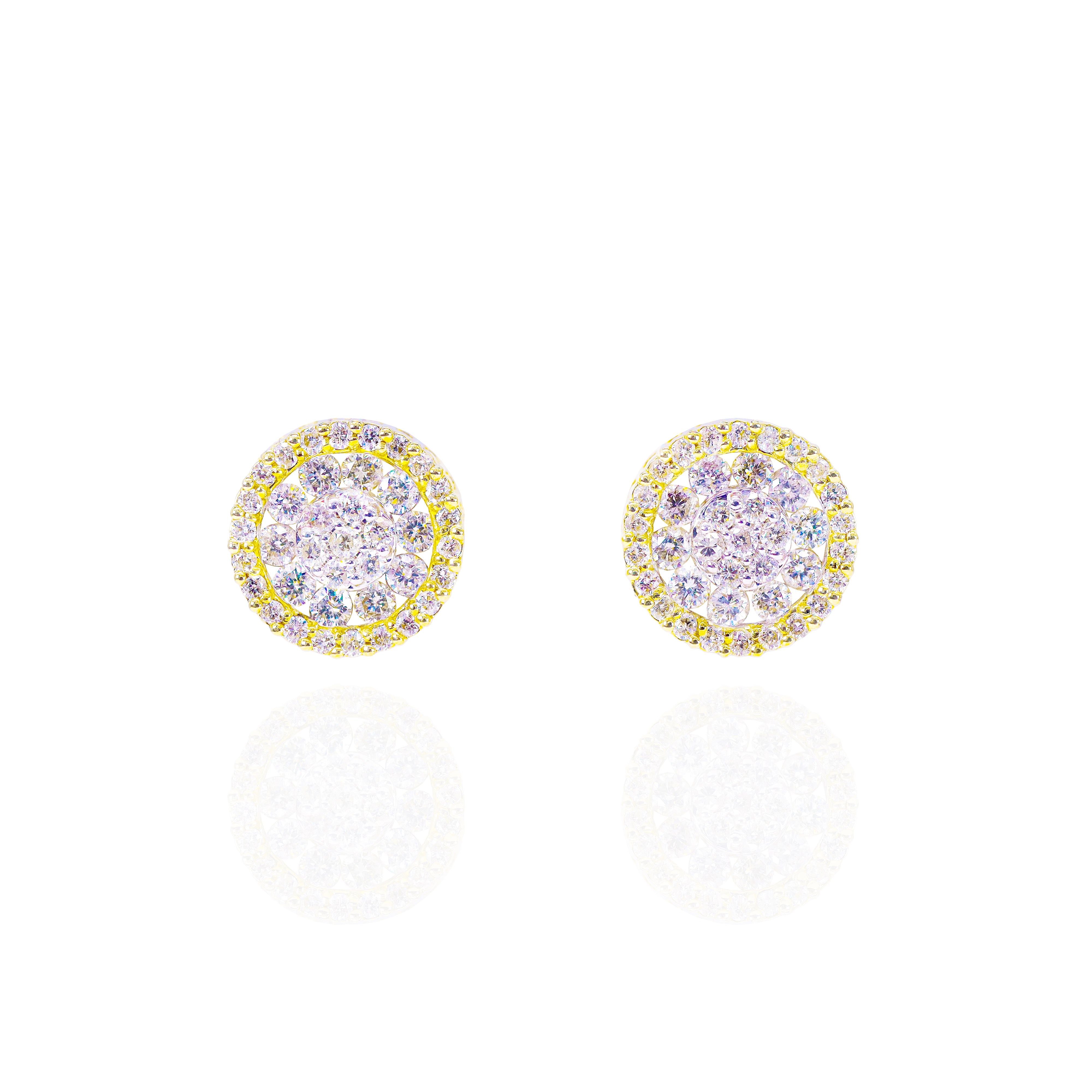 Three Row Cluster Diamond Earrings