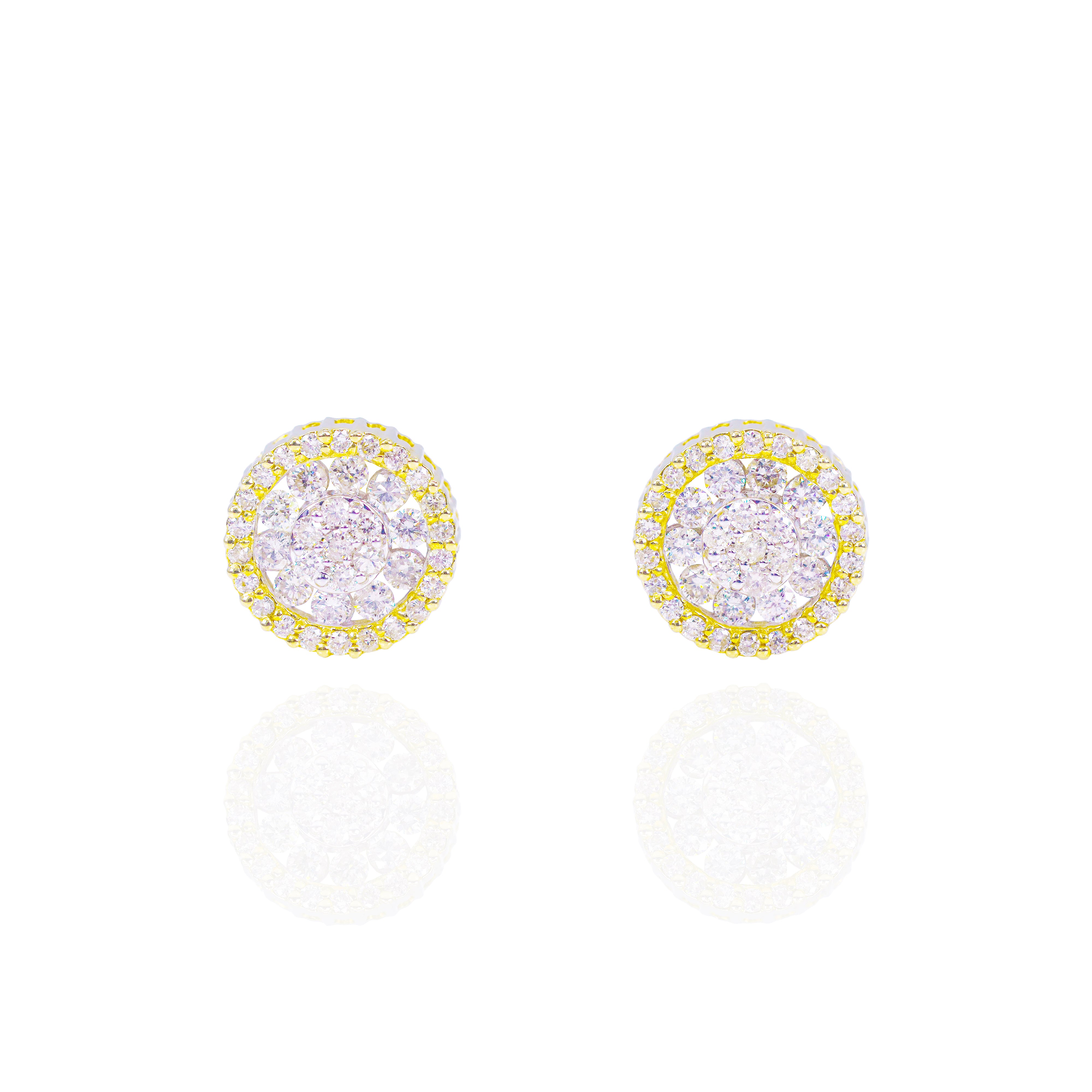 Three Row Cluster Diamond Earrings