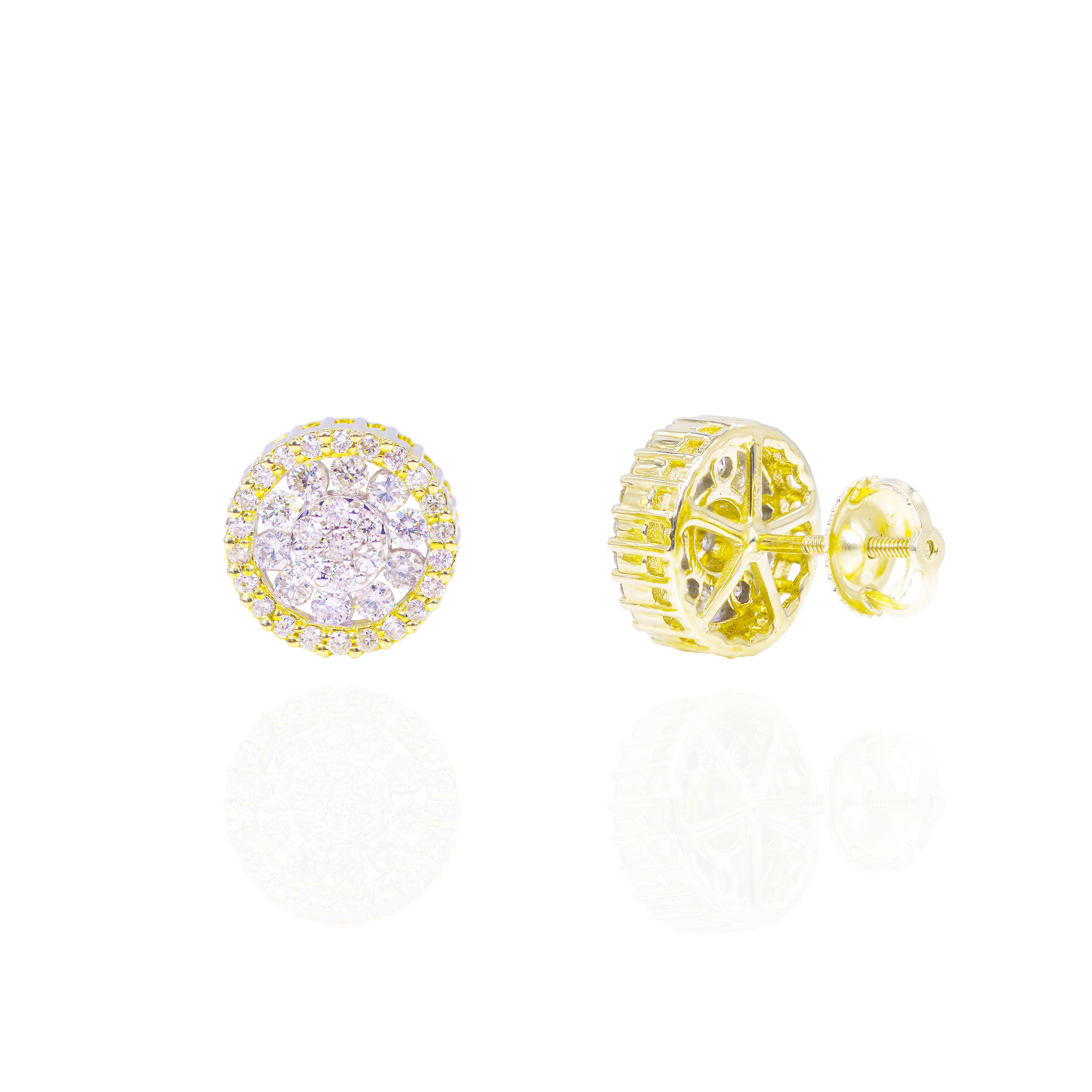 Three Row Cluster Diamond Earrings