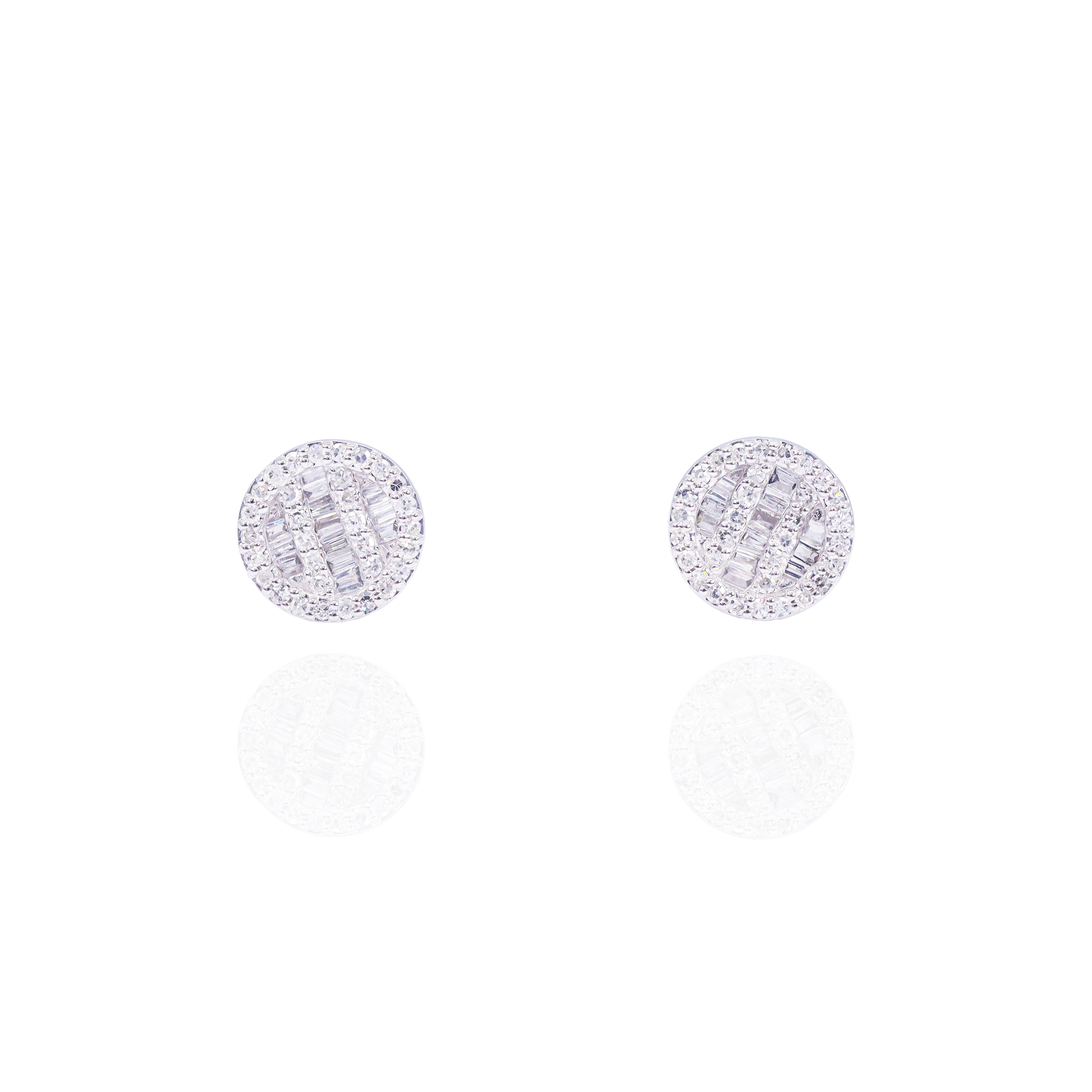 3 Tier Baguette Center One Row Diamond Earrings