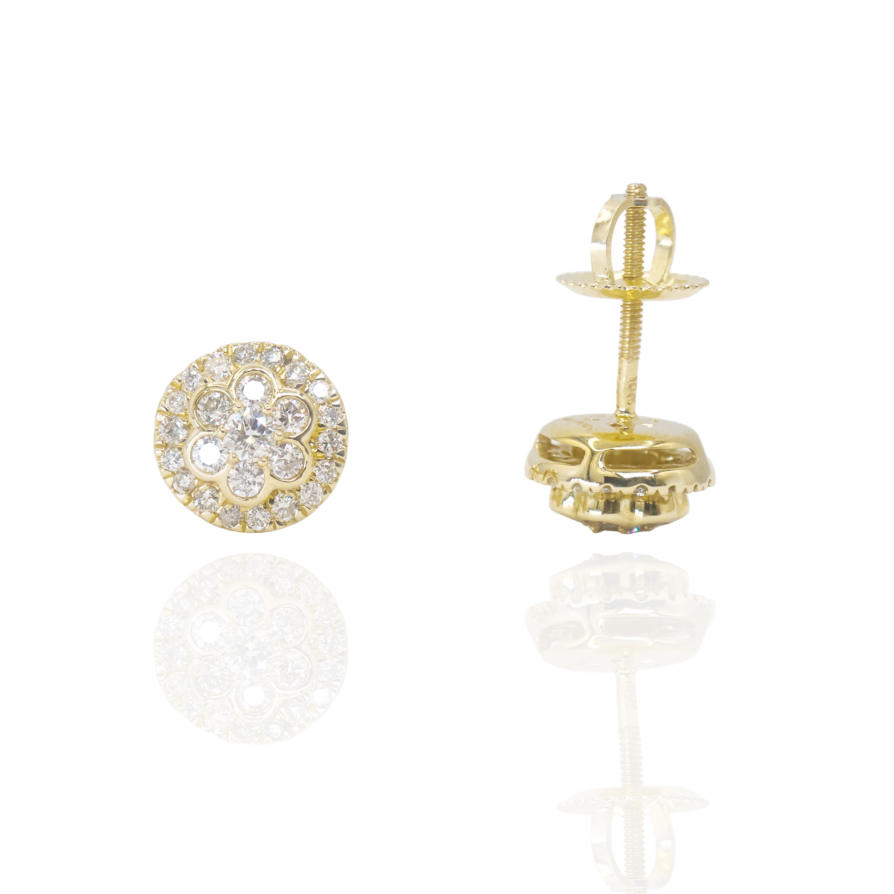 Round Diamond Cluster Bezel Set Earrings