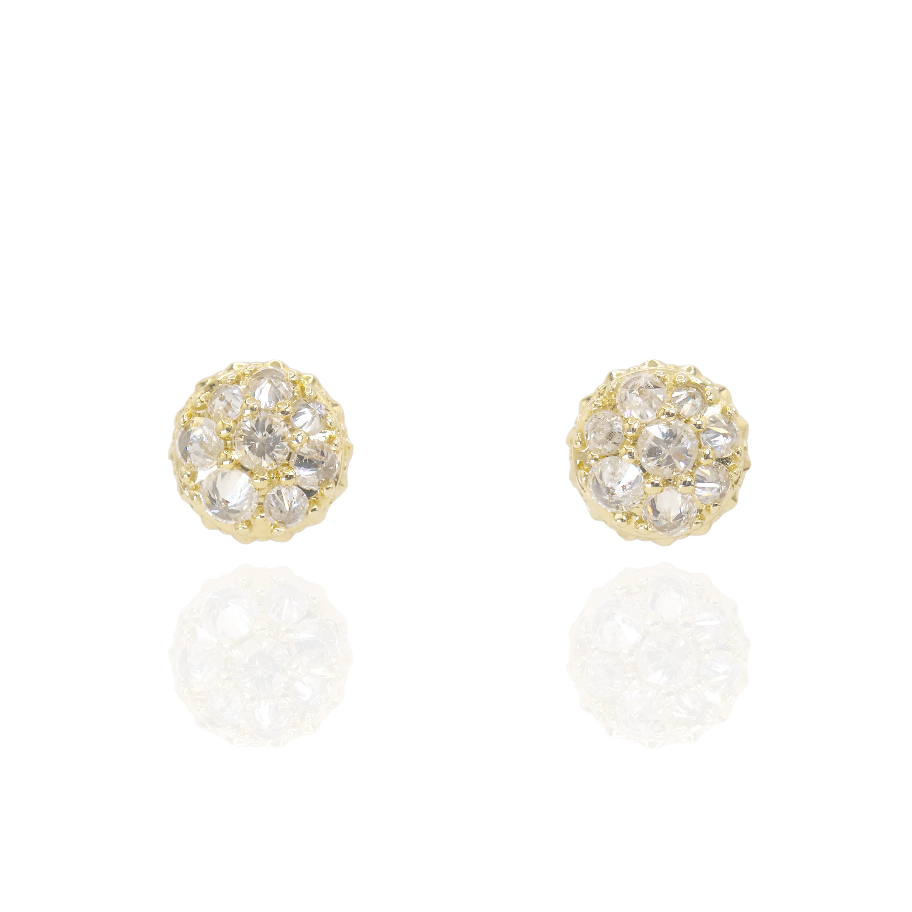 Upside Down Setting Diamond Round Cluster Earrings