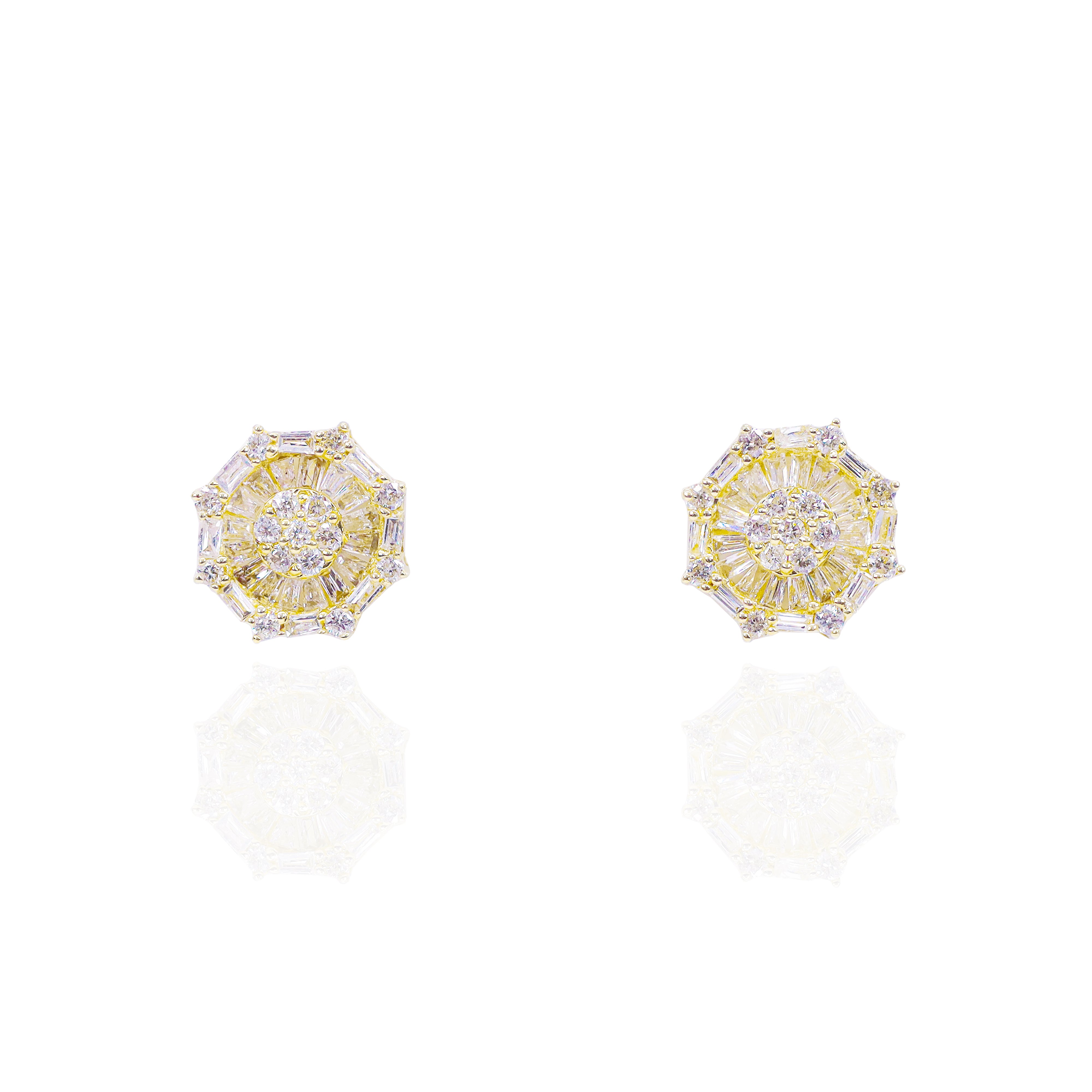 Baguette Webbed Cluster Diamond Earrings