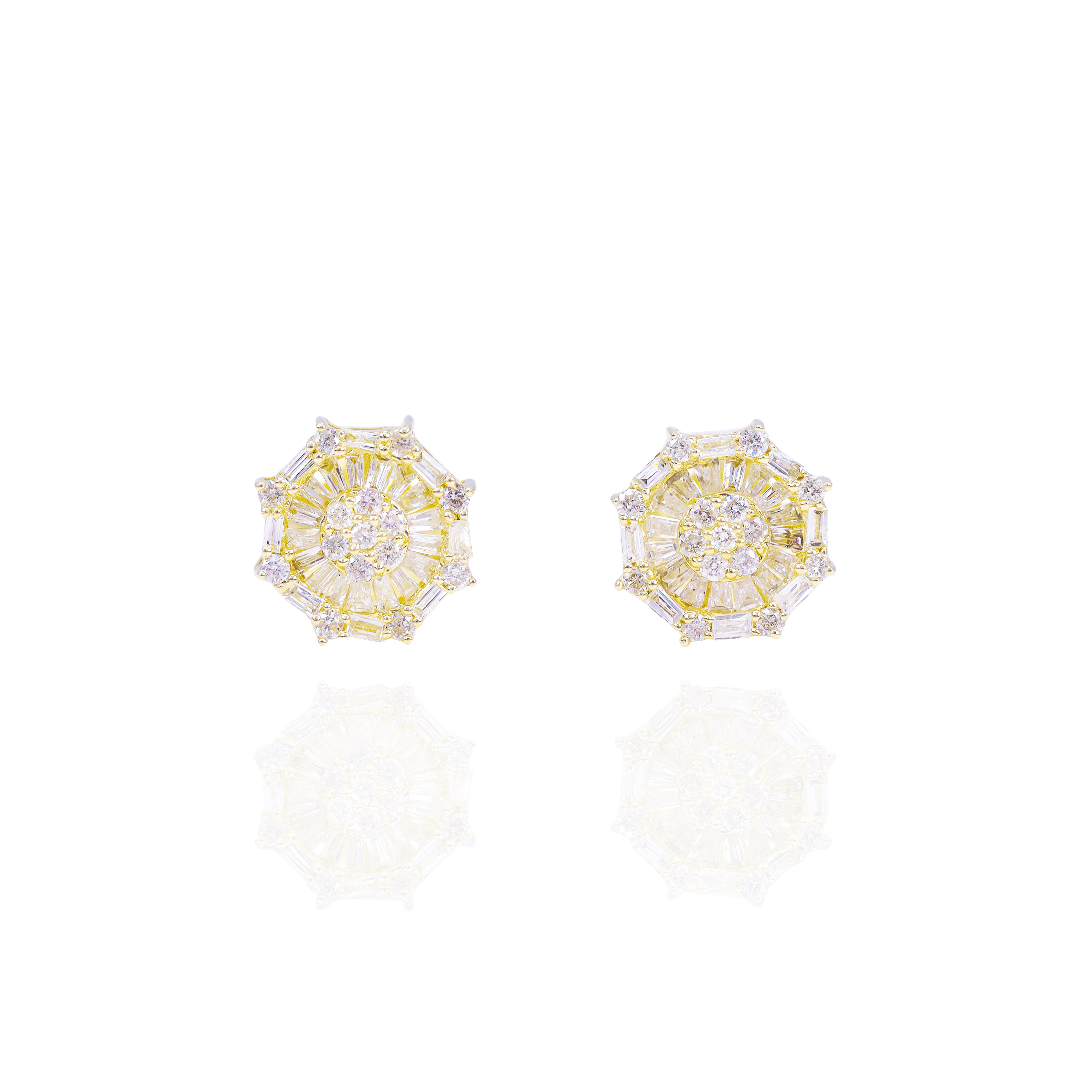 Baguette Webbed Cluster Diamond Earrings