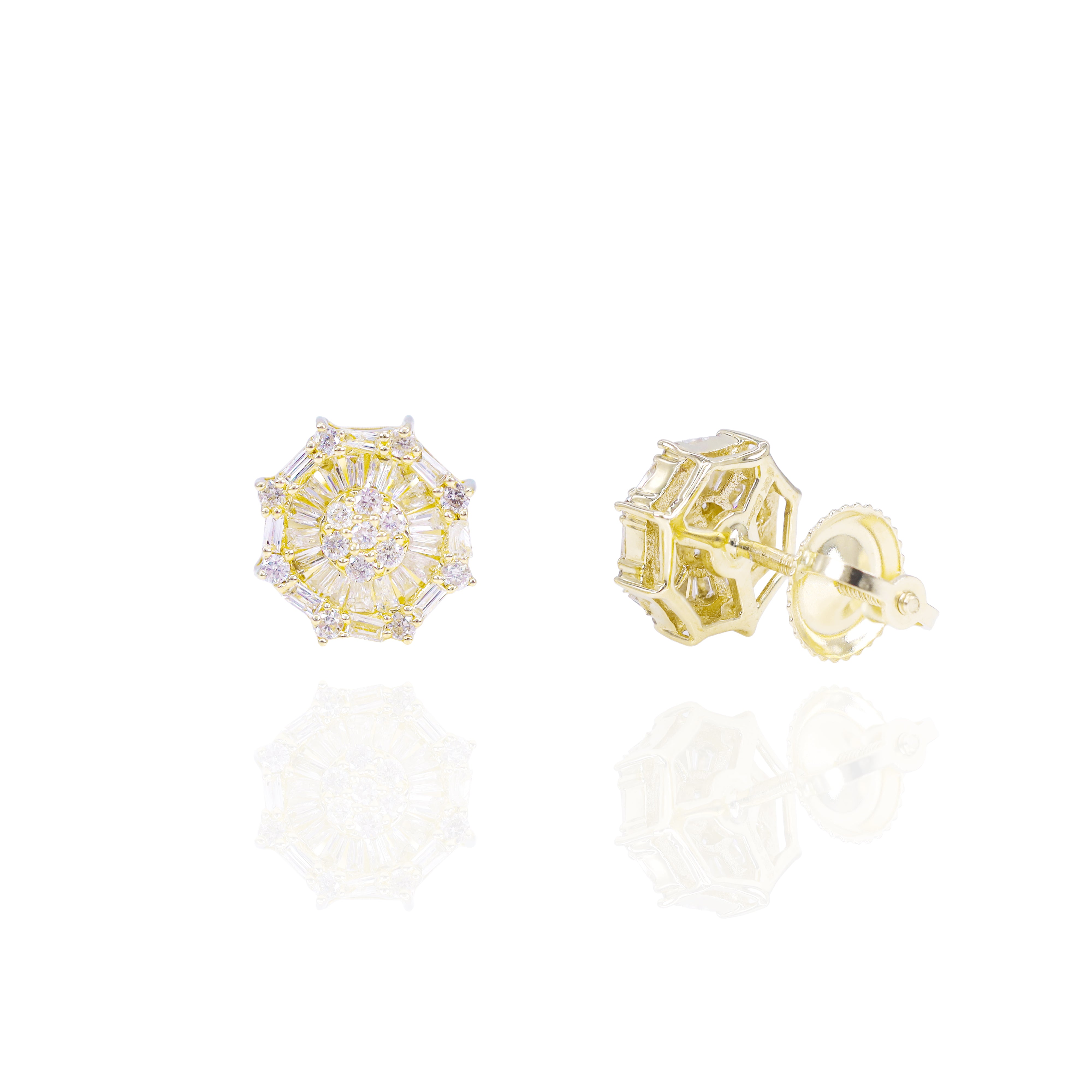 Baguette Webbed Cluster Diamond Earrings