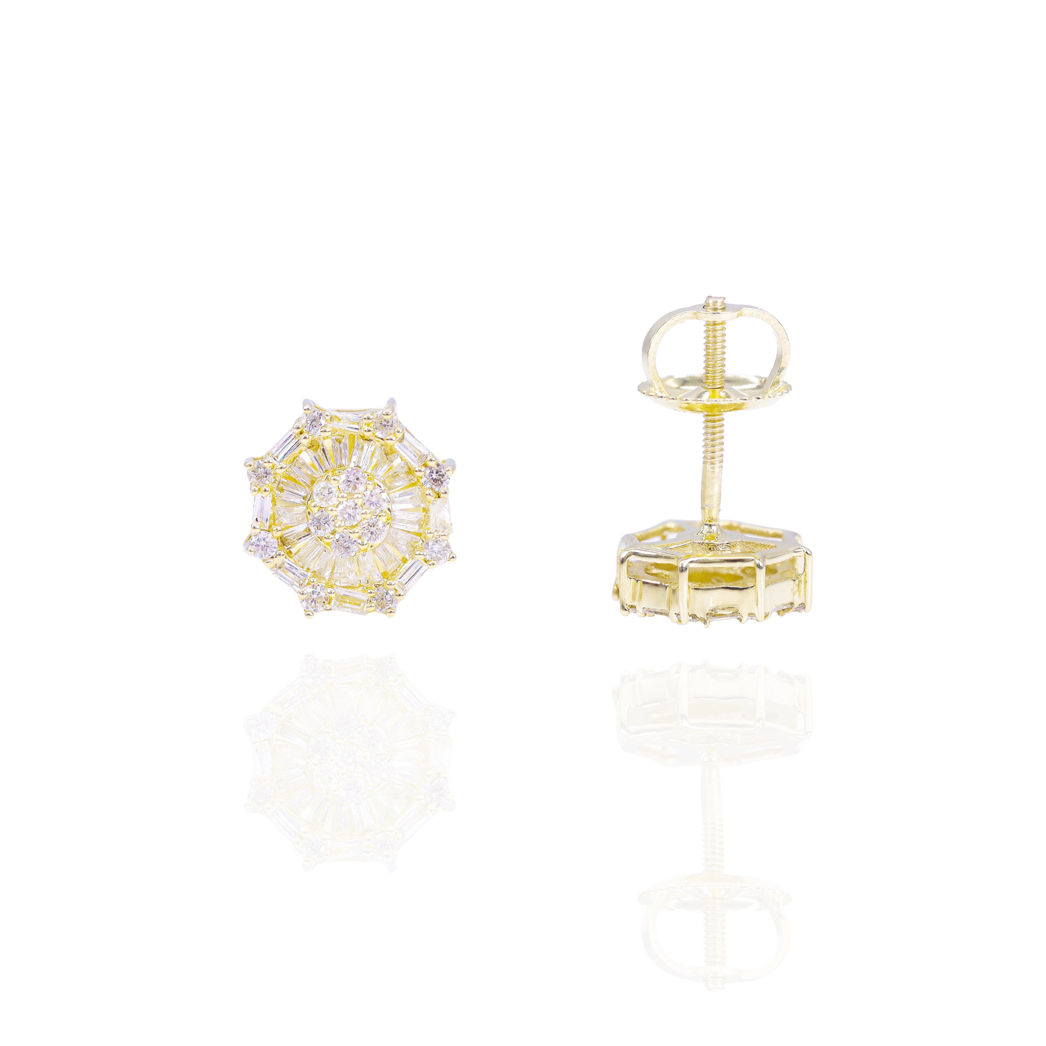 Baguette Webbed Cluster Diamond Earrings