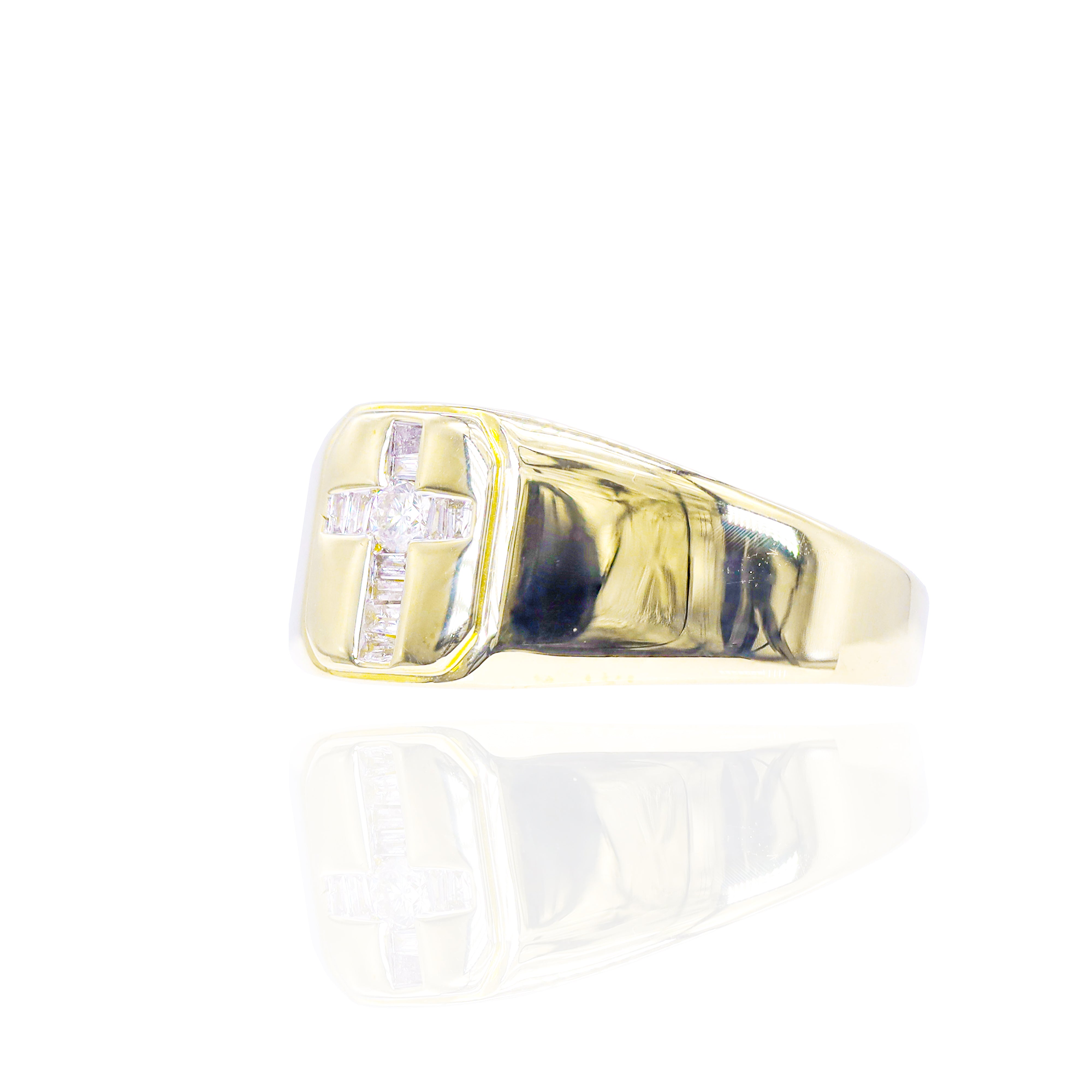 Diamond Cross Signet Ring