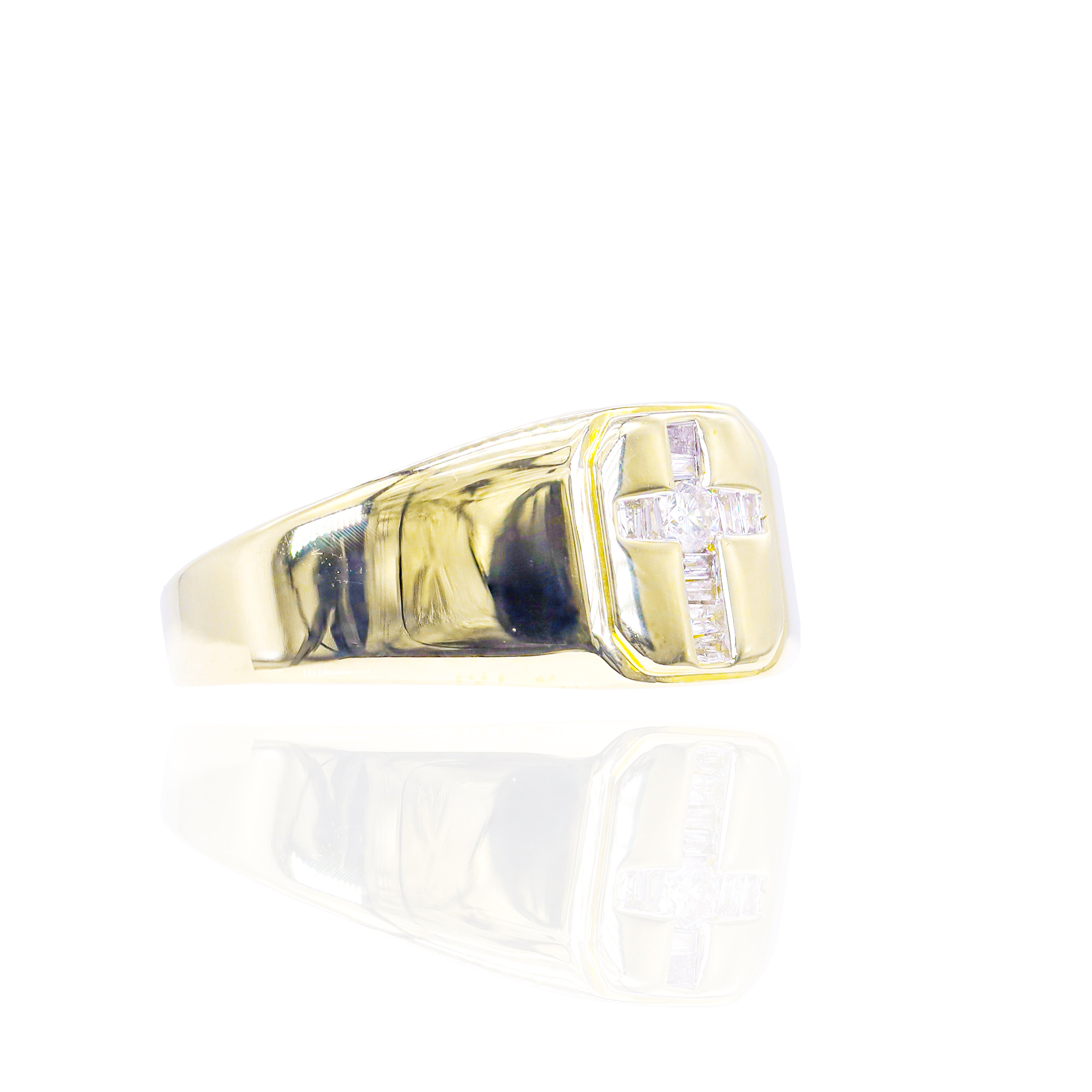 Diamond Cross Signet Ring