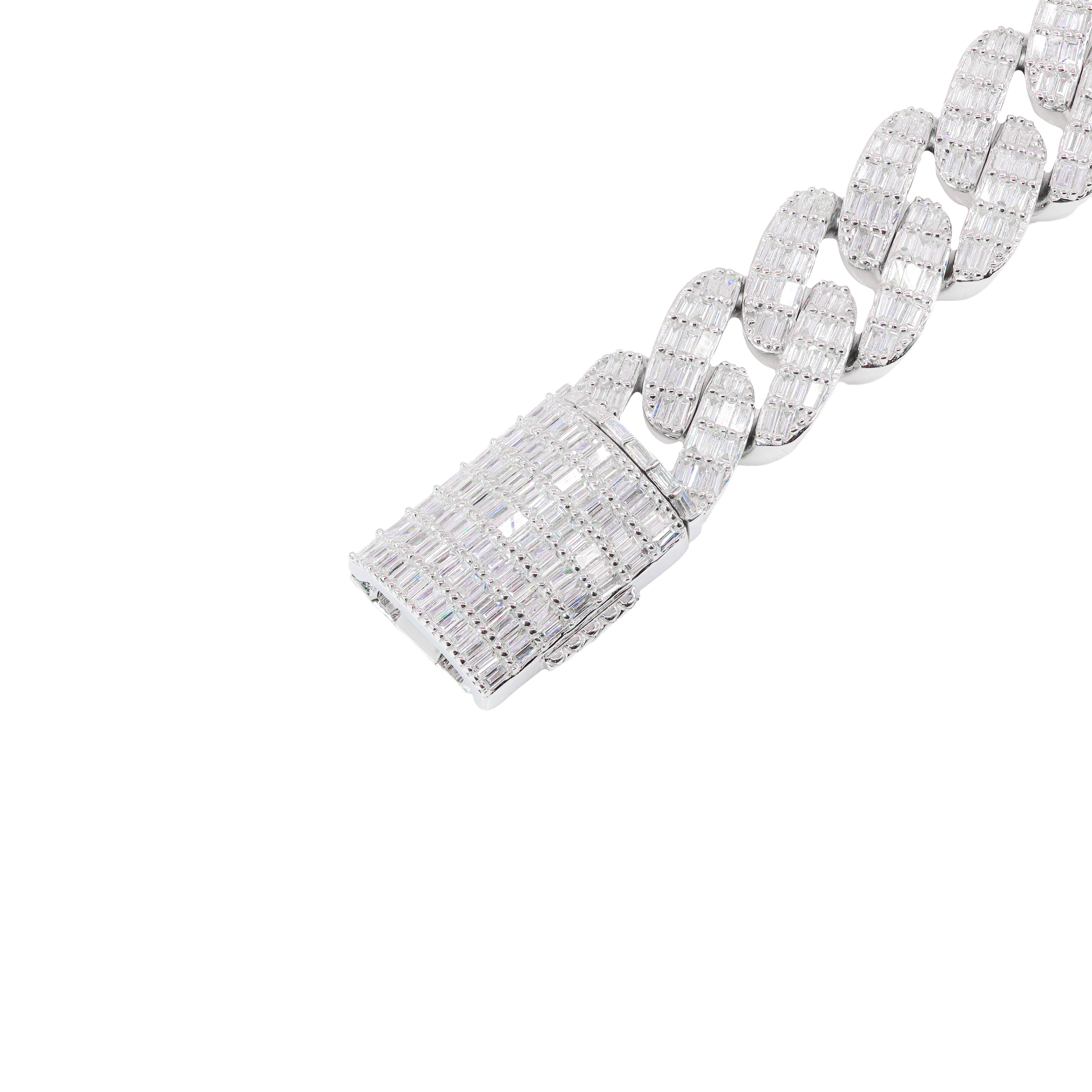 13mm Baguette Diamond Cuban Link Bracelet