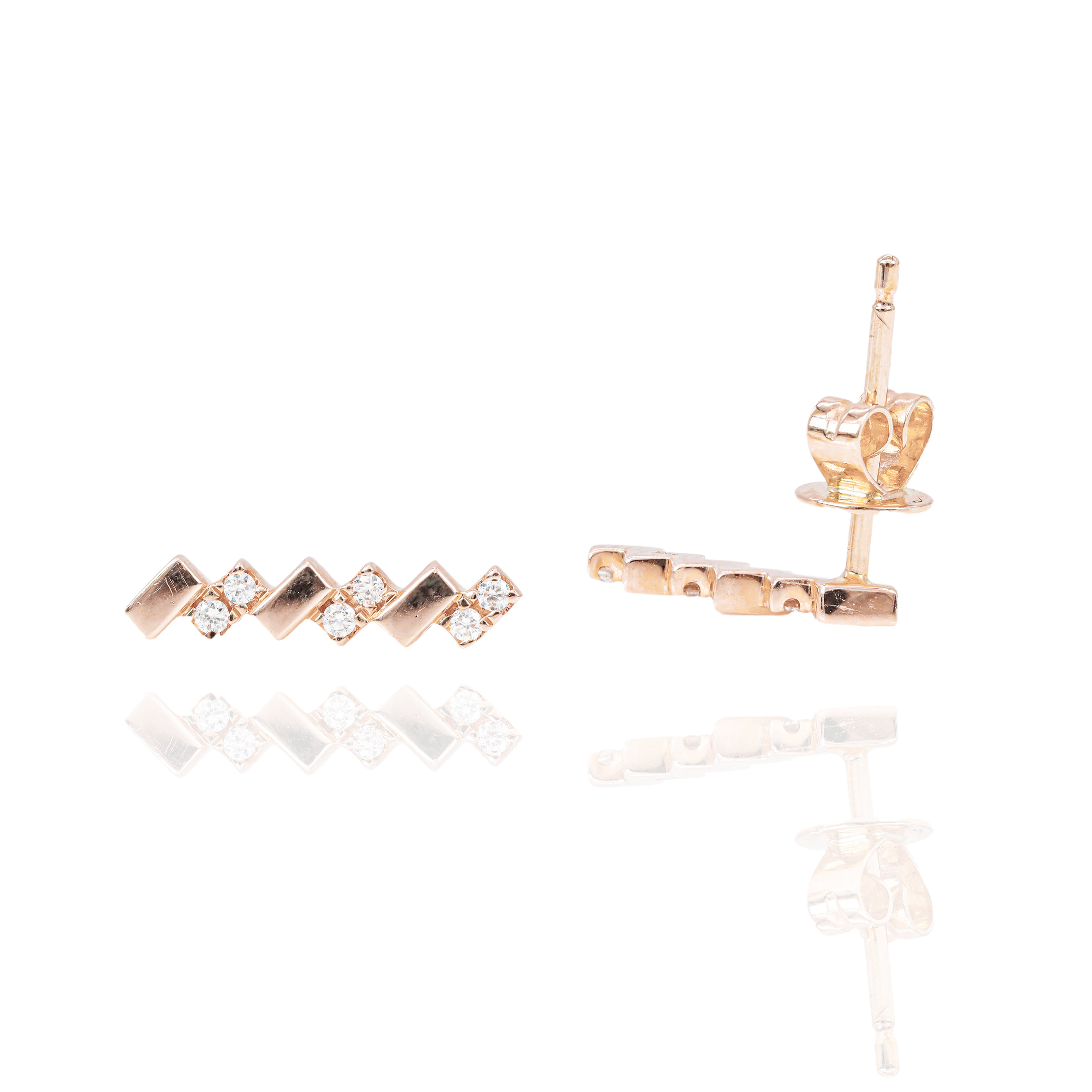 Alternating Gold & Diamond Earrings