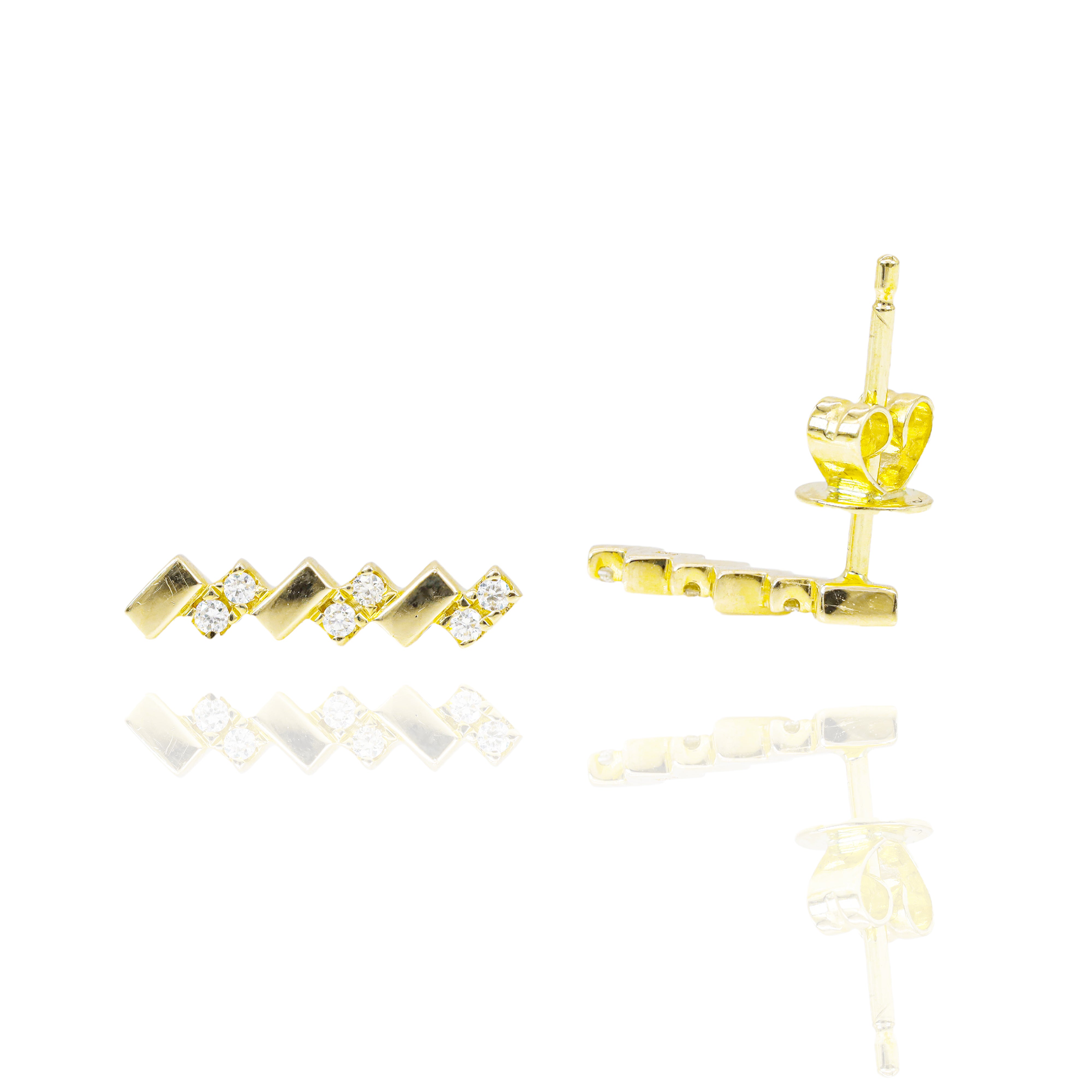 Alternating Gold & Diamond Earrings