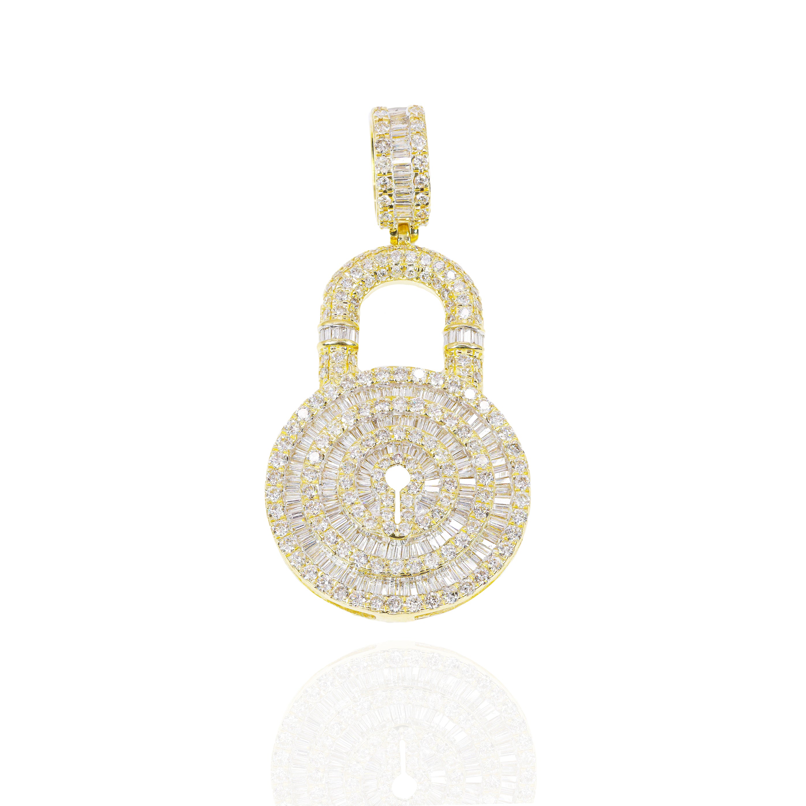 Baguette Diamond Lock Pendant